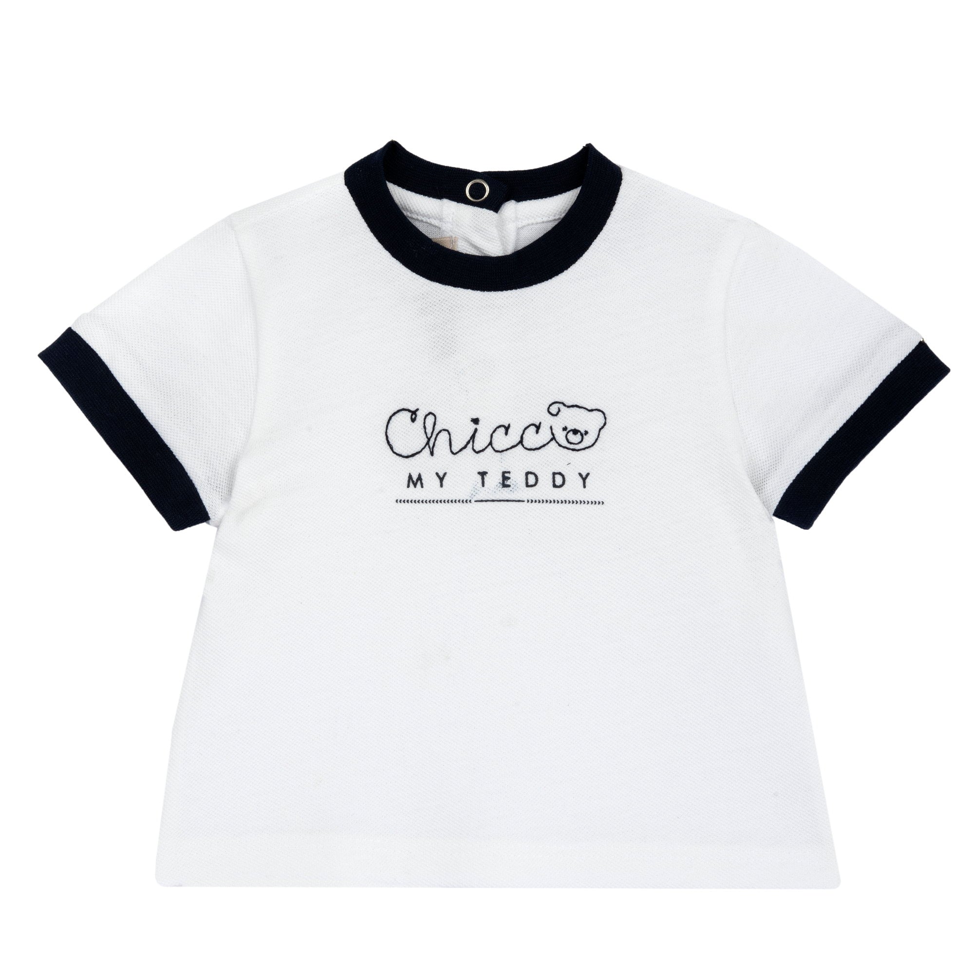 Boys White Embroidered Cotton T-Shirt with Regular Fit