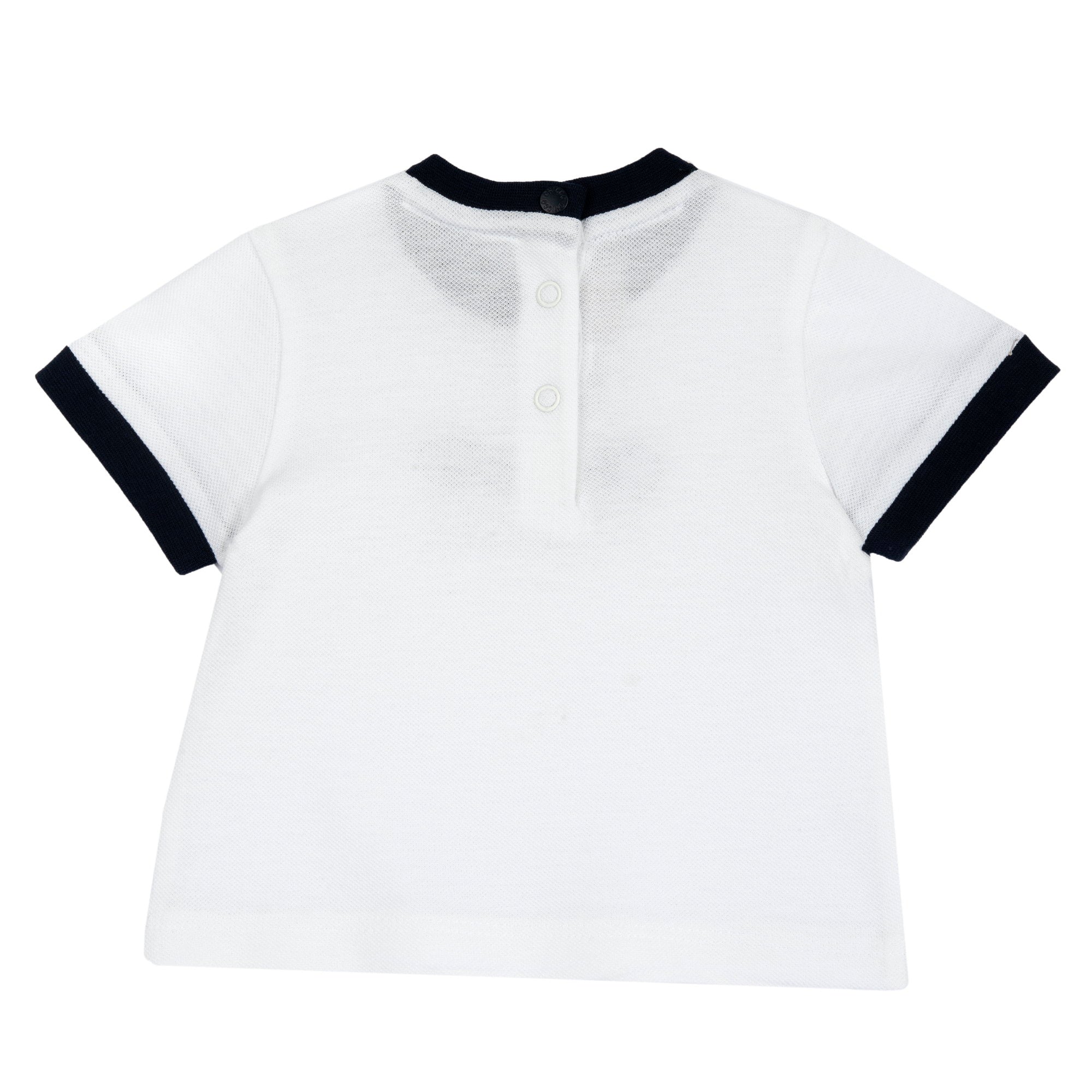 Boys White Embroidered Cotton T-Shirt with Regular Fit