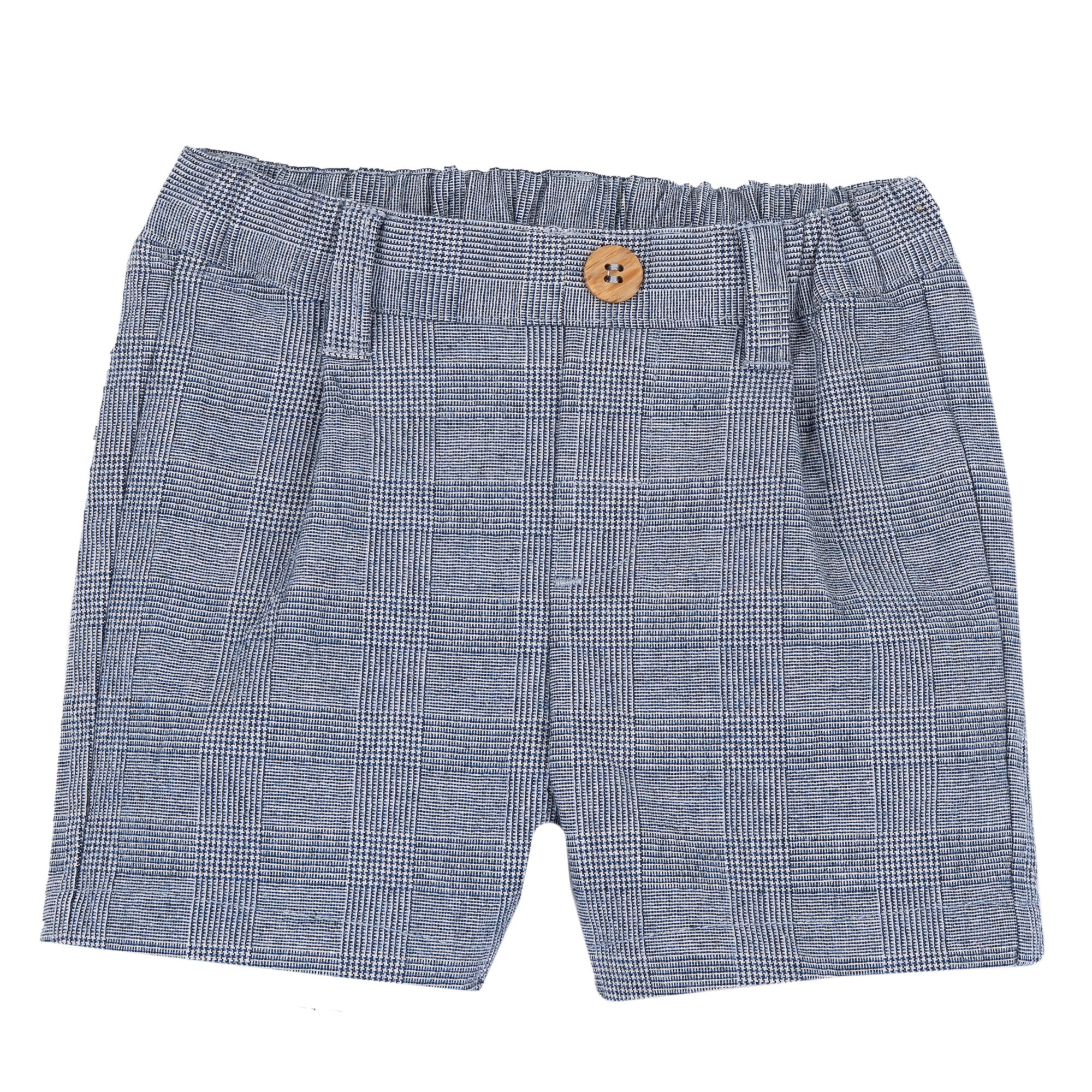 Boys Light Blue Embroidered Cotton Shirt and Blend Shorts Set