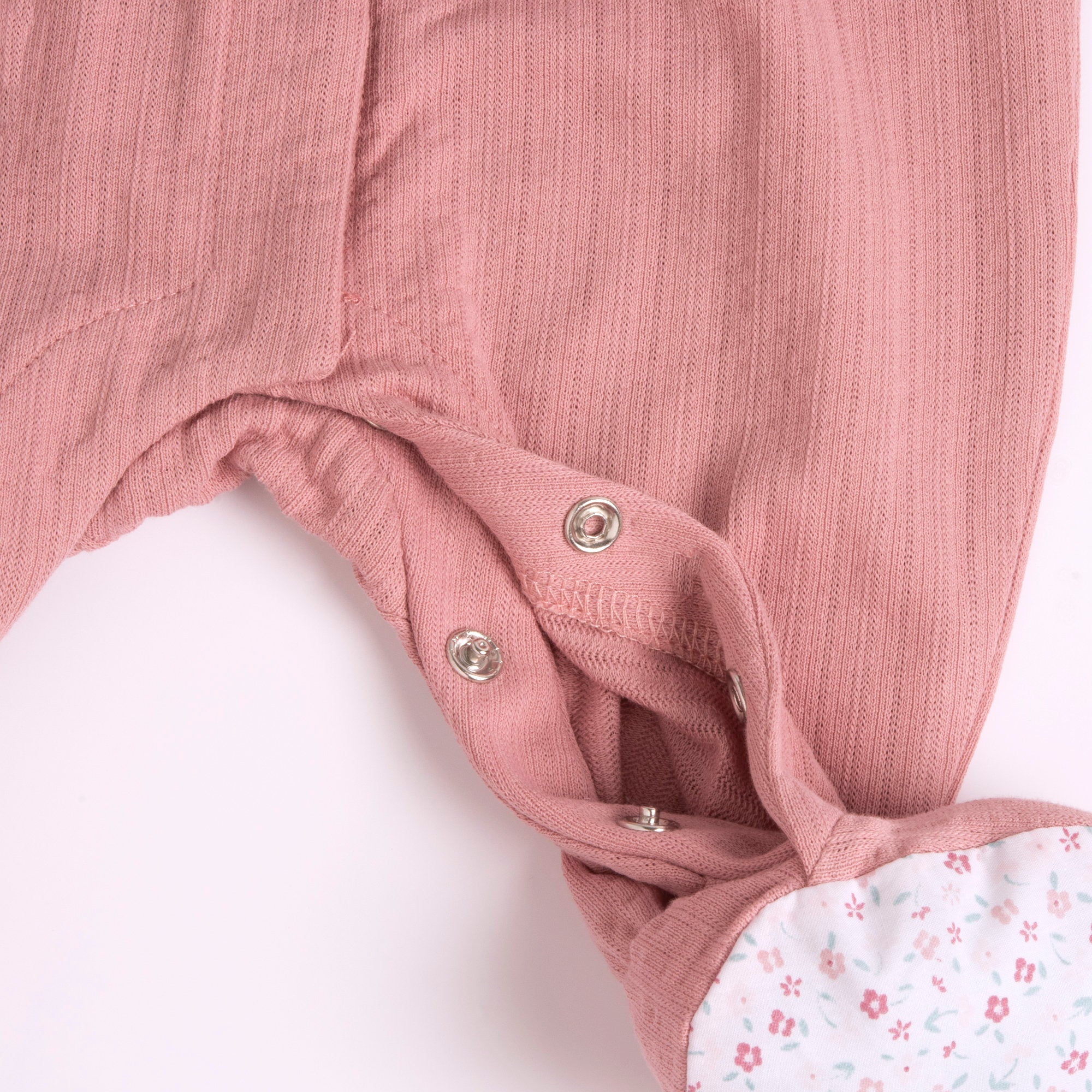 Girls Medium Pink Embellished Cotton Front Opening Babysuit with Peter Pan Collar