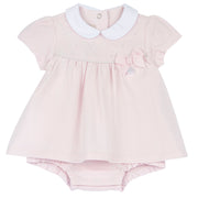 Light Pink Peter Pan Collar Embellished Romper for Girls