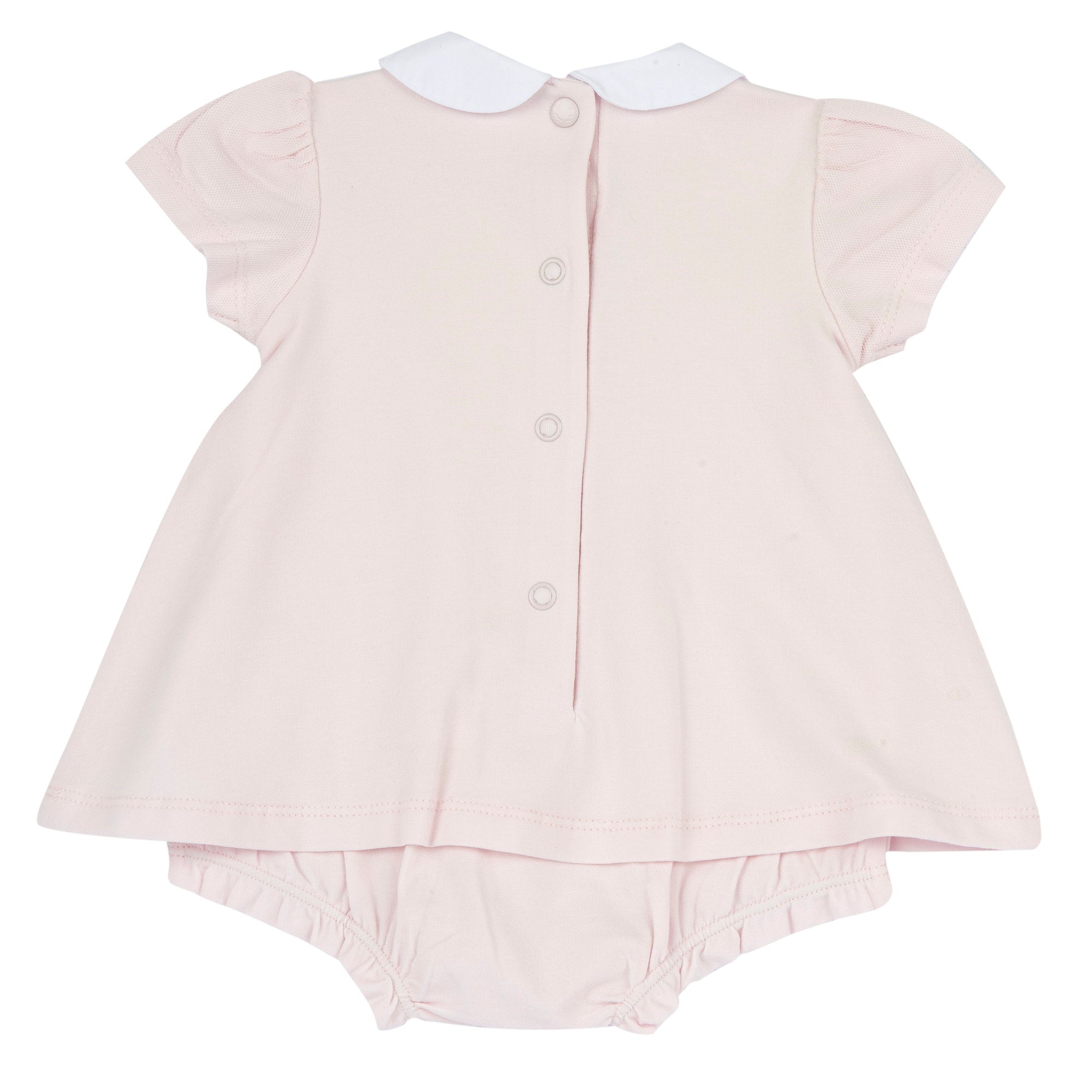 Light Pink Peter Pan Collar Embellished Romper for Girls