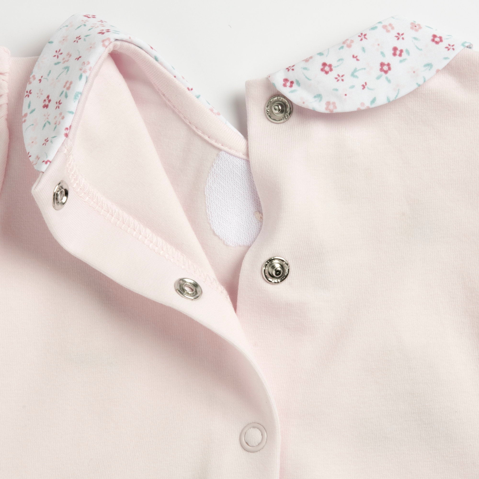 Medium Pink Embroidered Peter Pan Collar Top & Bloomers Set for Girls