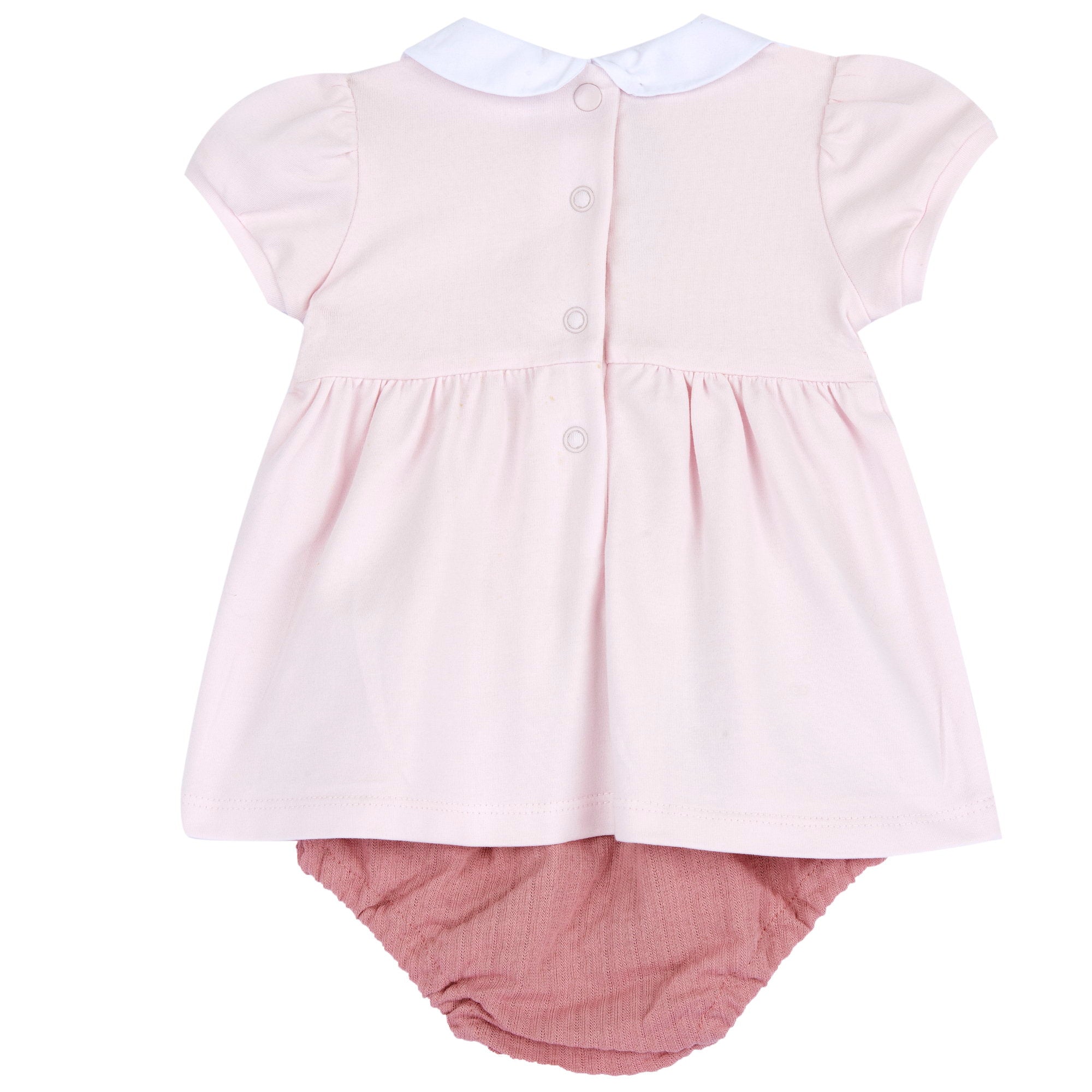 Medium Pink Peter Pan Collar Dress & Bloomers Set for Girls
