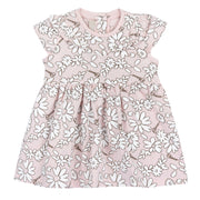 Light Pink Floral A-Line Cotton Stretch Dress for Girls