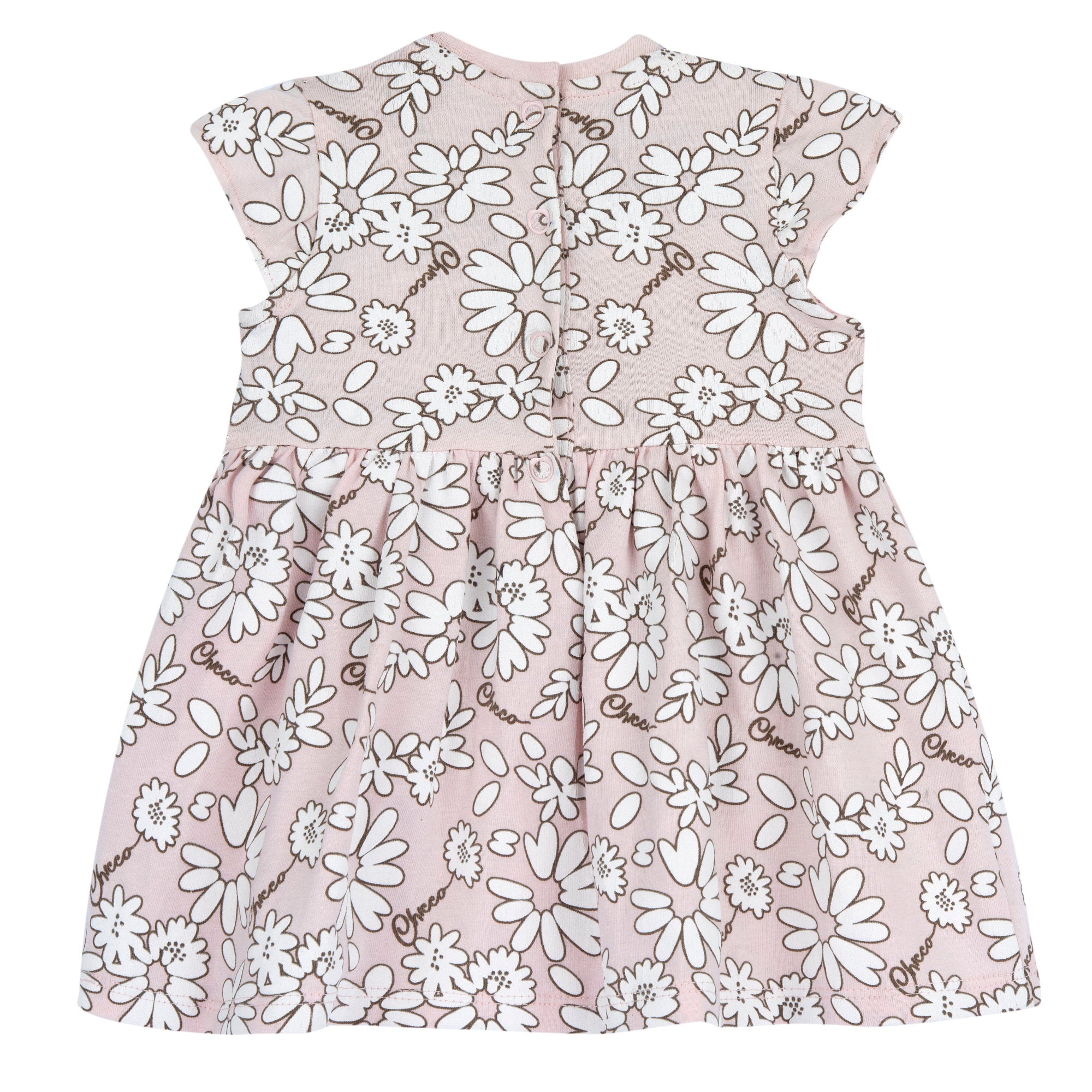 Light Pink Floral A-Line Cotton Stretch Dress for Girls