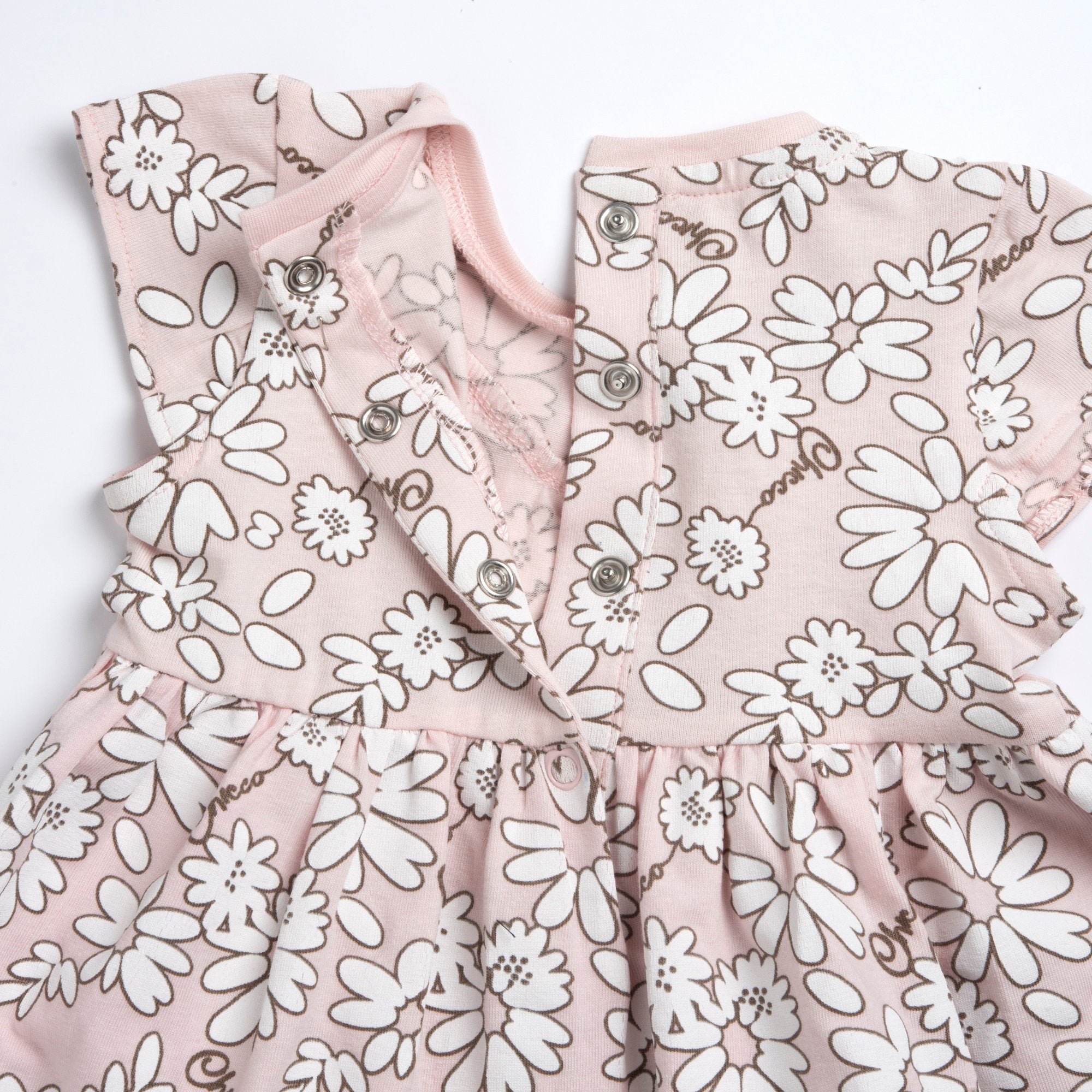 Light Pink Floral A-Line Cotton Stretch Dress for Girls