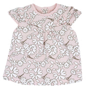 Light Pink Floral Cap Sleeve Cotton Stretch T-Shirt for Girls
