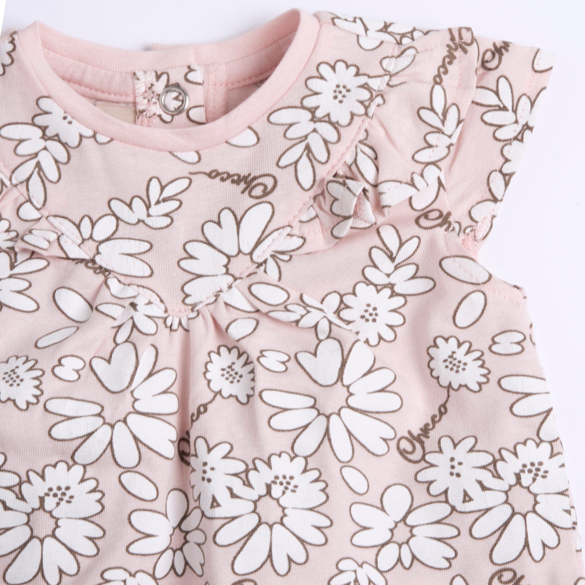 Light Pink Floral Cap Sleeve Cotton Stretch T-Shirt for Girls