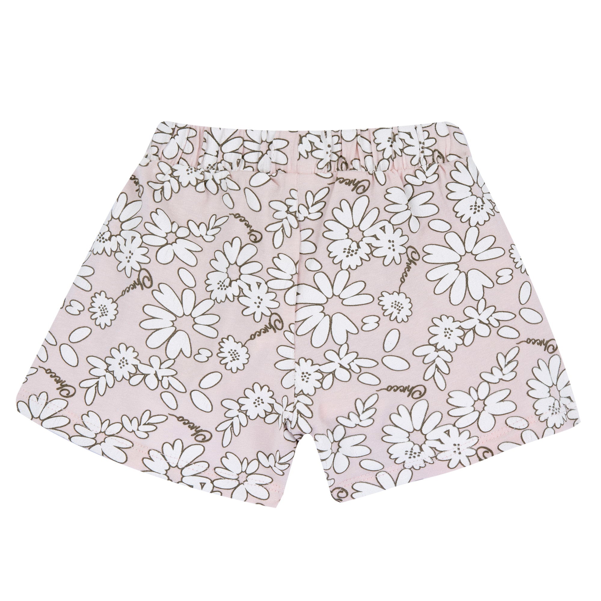 Light Pink Floral Cotton Stretch Shorts for Girls