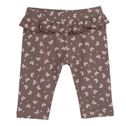 Printed Stretch Cotton Leggings for Girls in Medium Brown