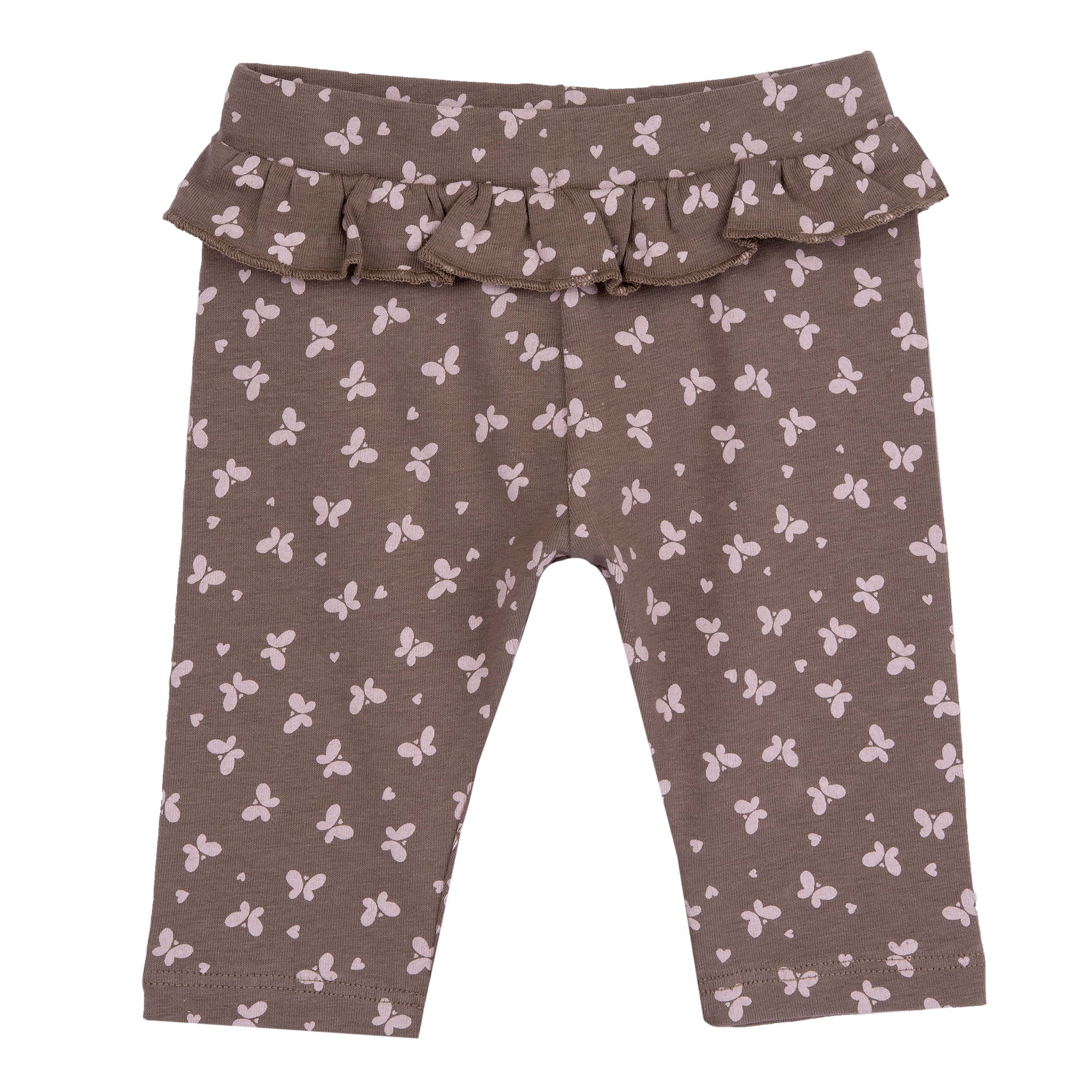 Printed Stretch Cotton Leggings for Girls in Medium Brown