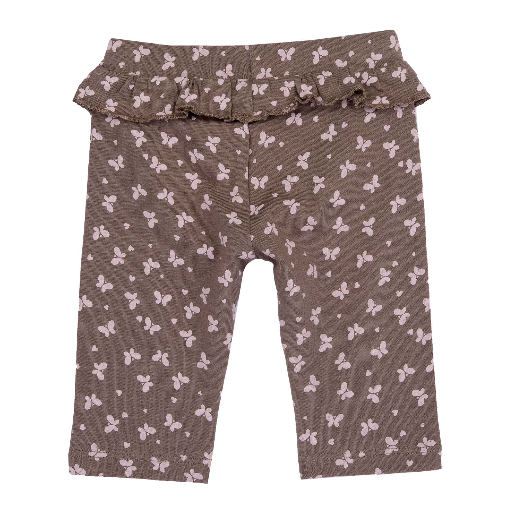 Printed Stretch Cotton Leggings for Girls in Medium Brown
