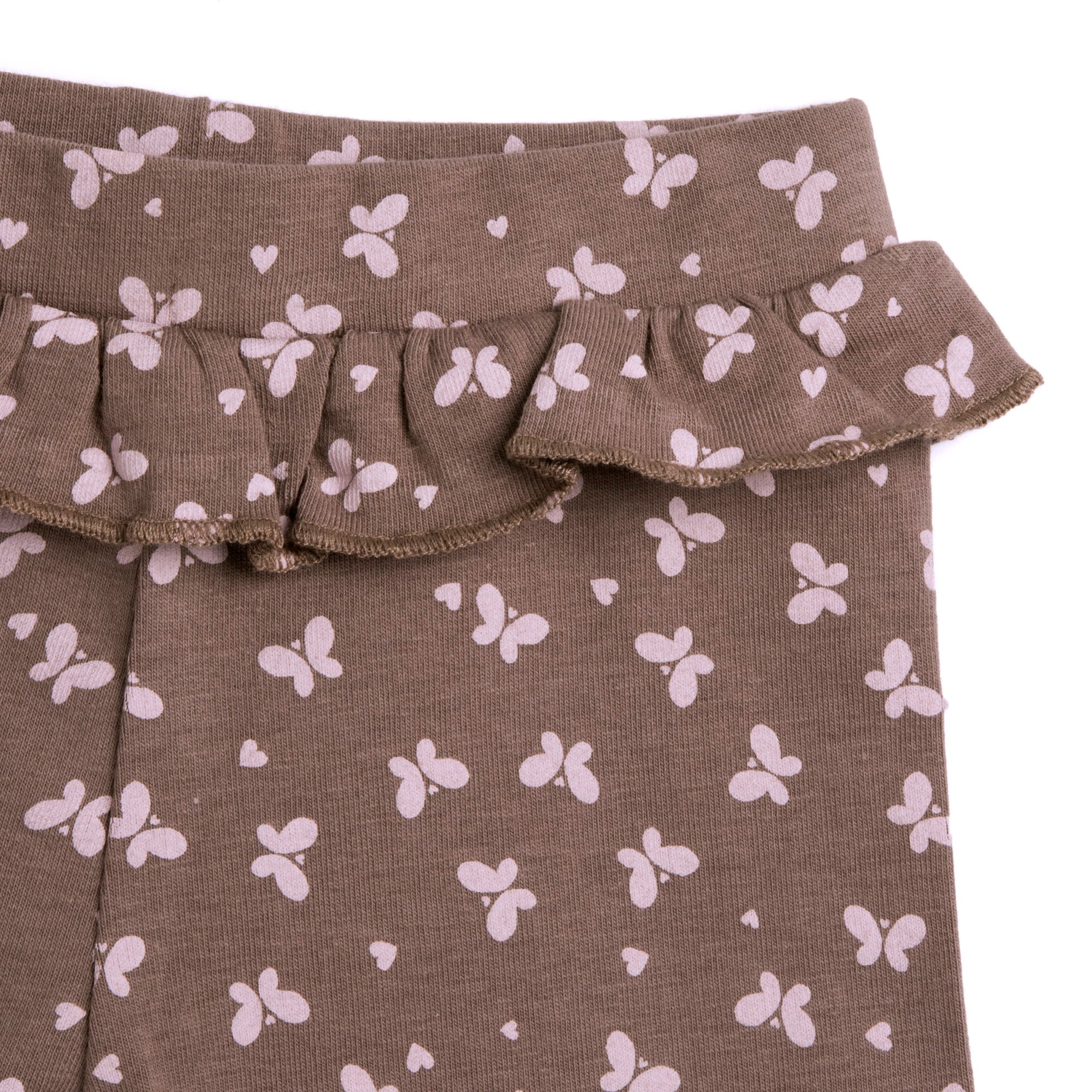 Printed Stretch Cotton Leggings for Girls in Medium Brown