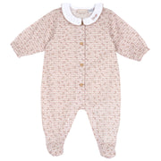 Front Button Cotton Babysuit for Girls in Natural Printed Design