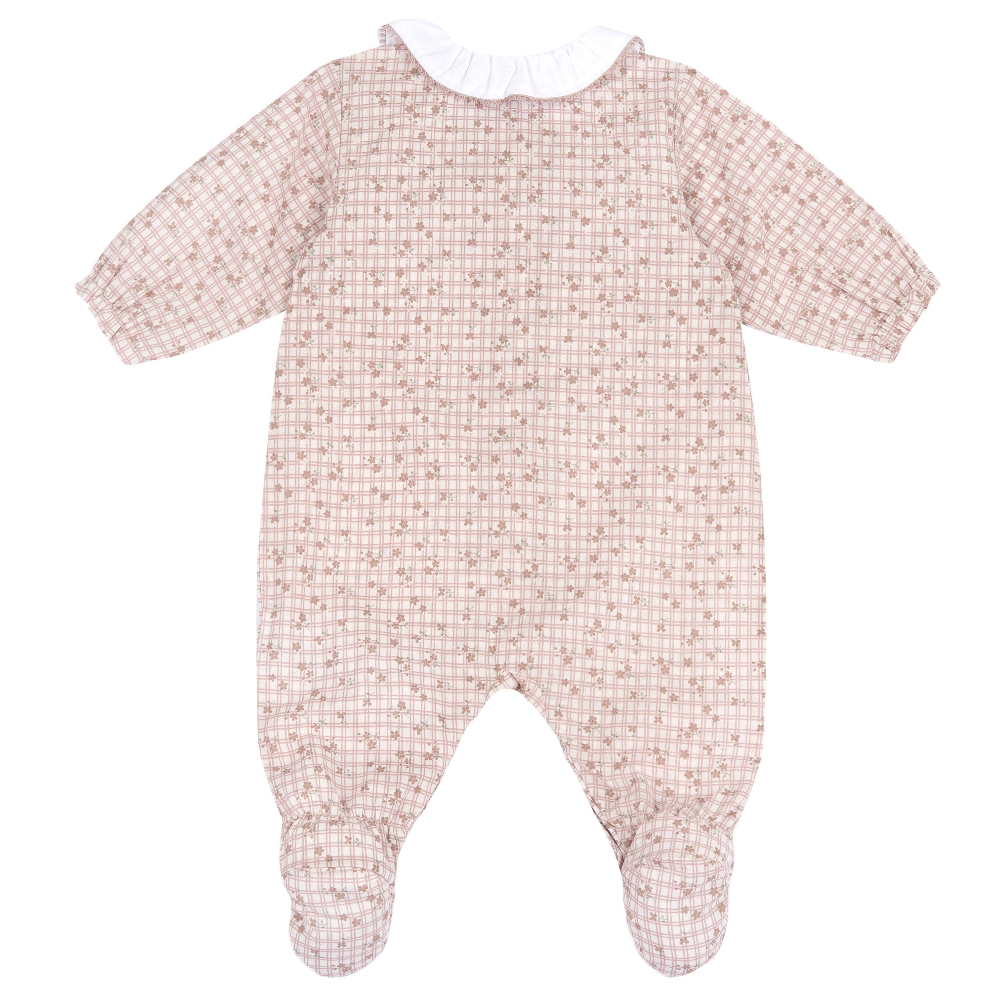 Front Button Cotton Babysuit for Girls in Natural Printed Design