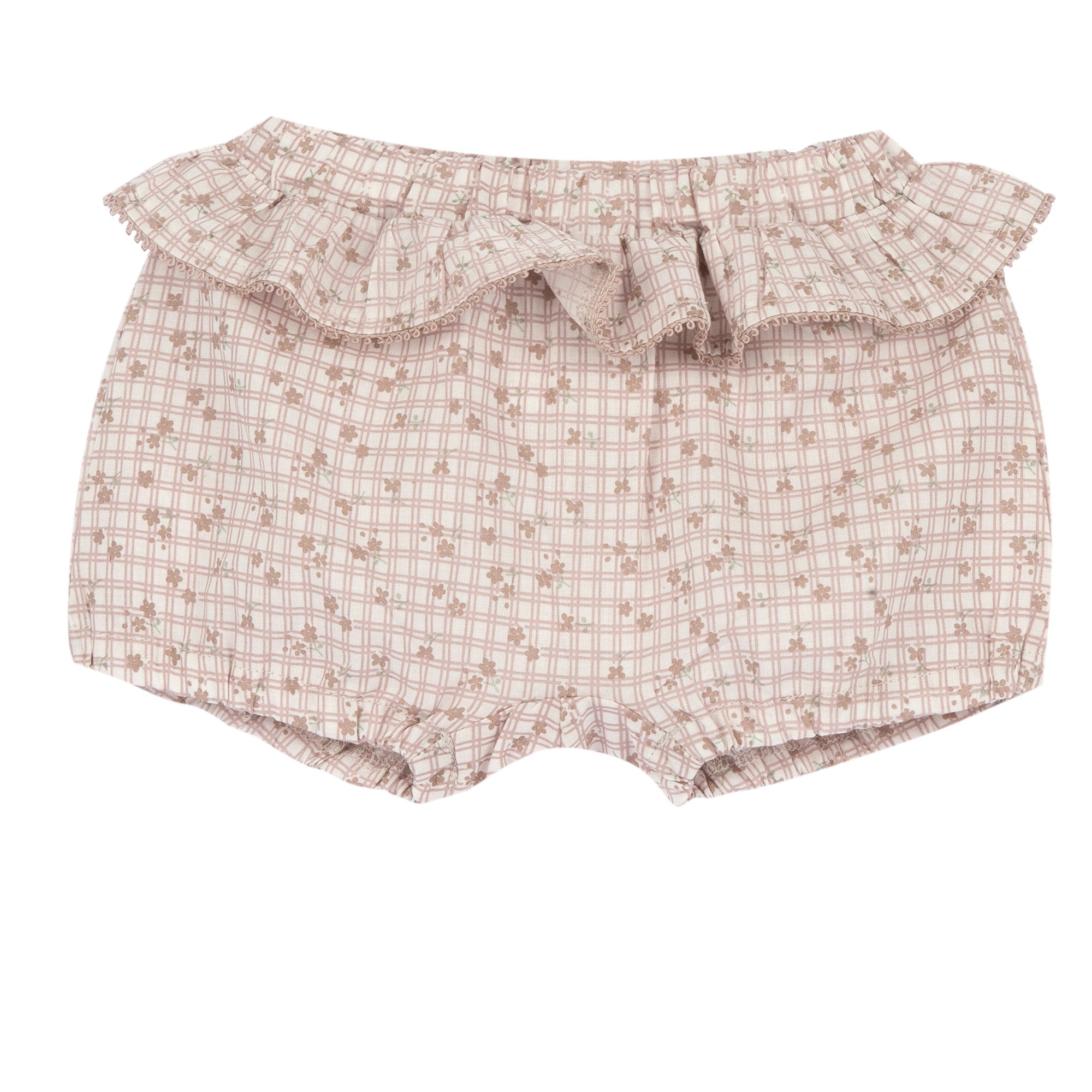 Embroidered Cotton Blend Top & Shorts Set for Girls in Natural Print