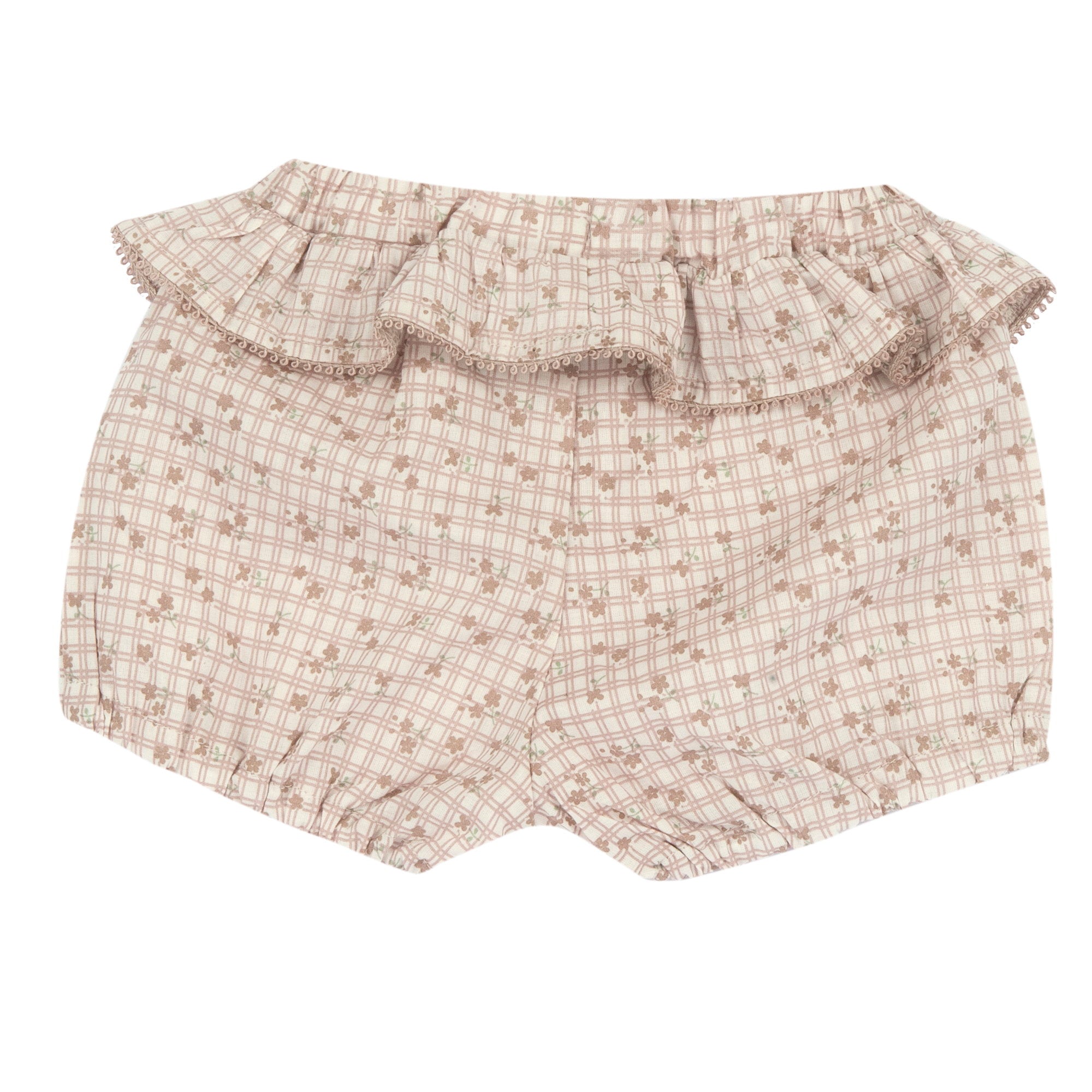 Embroidered Cotton Blend Top & Shorts Set for Girls in Natural Print