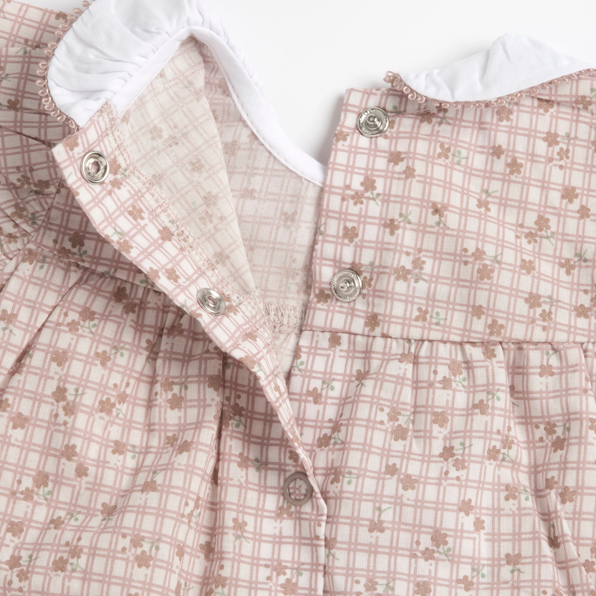 Natural Floral Cotton Romper for Girls with Cap Sleeves