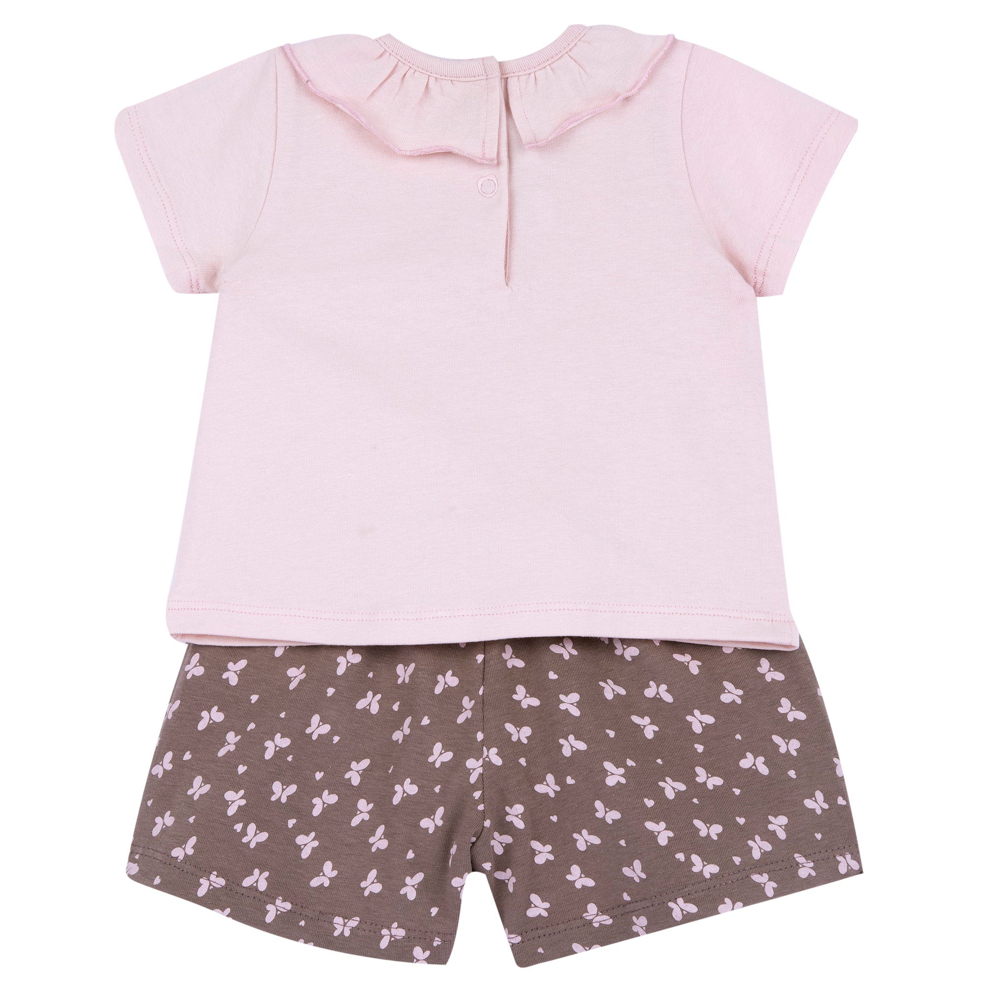 Soft Pink Graphic Tee & Stretch Cotton Shorts Set for Girls