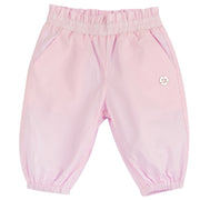 Embellished Cotton Full-Length Trousers for Girls in Soft Light Pink
