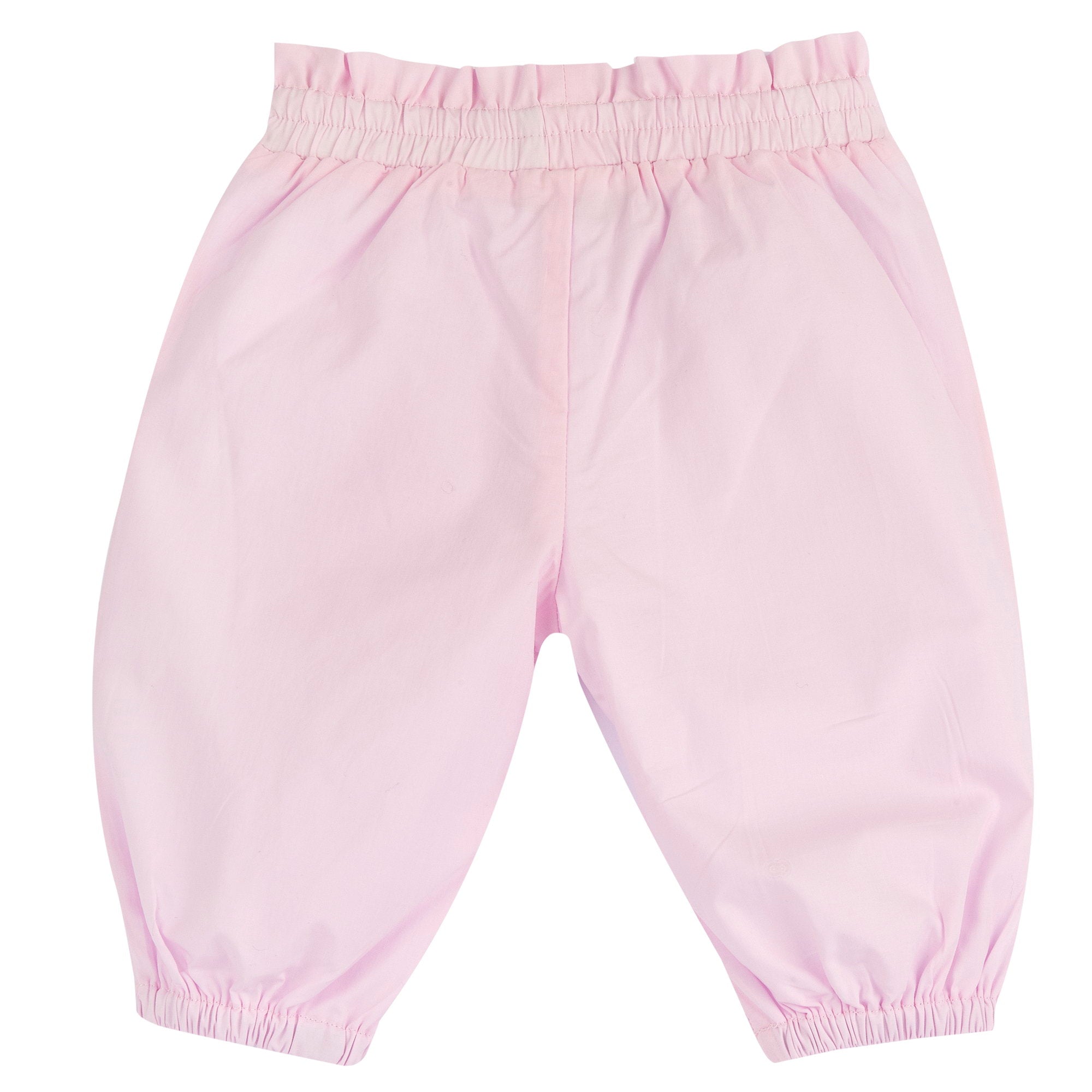 Embellished Cotton Full-Length Trousers for Girls in Soft Light Pink