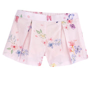 Light Pink Floral Cotton Shorts for Girls with Soft Inner Lining