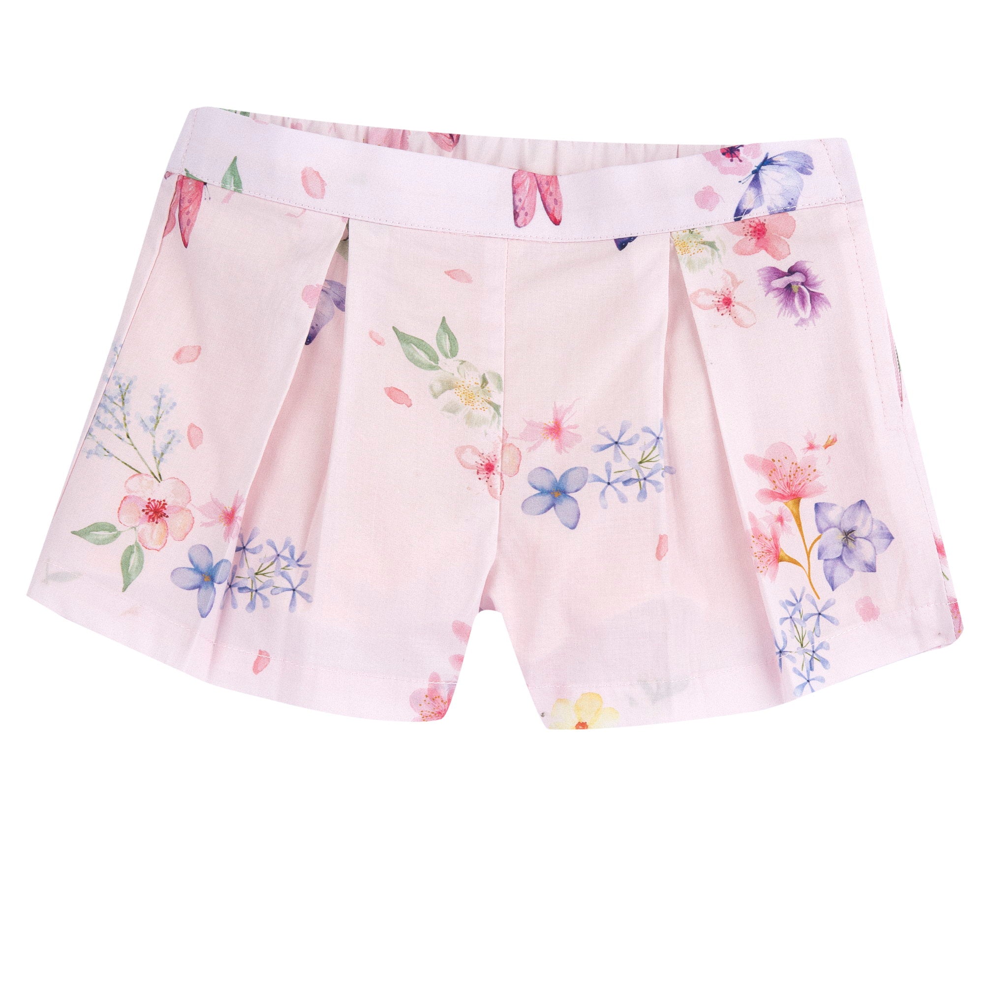 Light Pink Floral Cotton Shorts for Girls with Soft Inner Lining