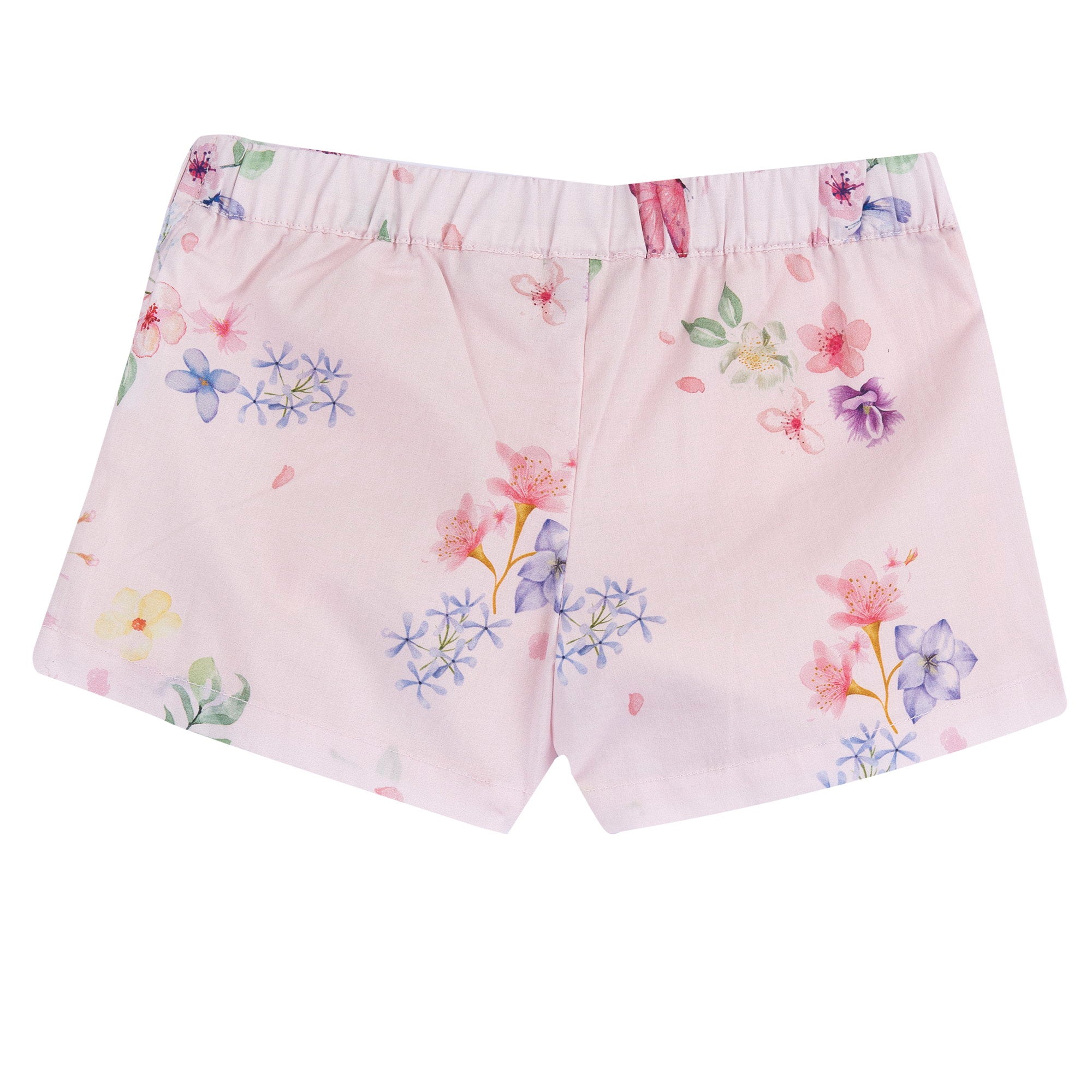 Light Pink Floral Cotton Shorts for Girls with Soft Inner Lining