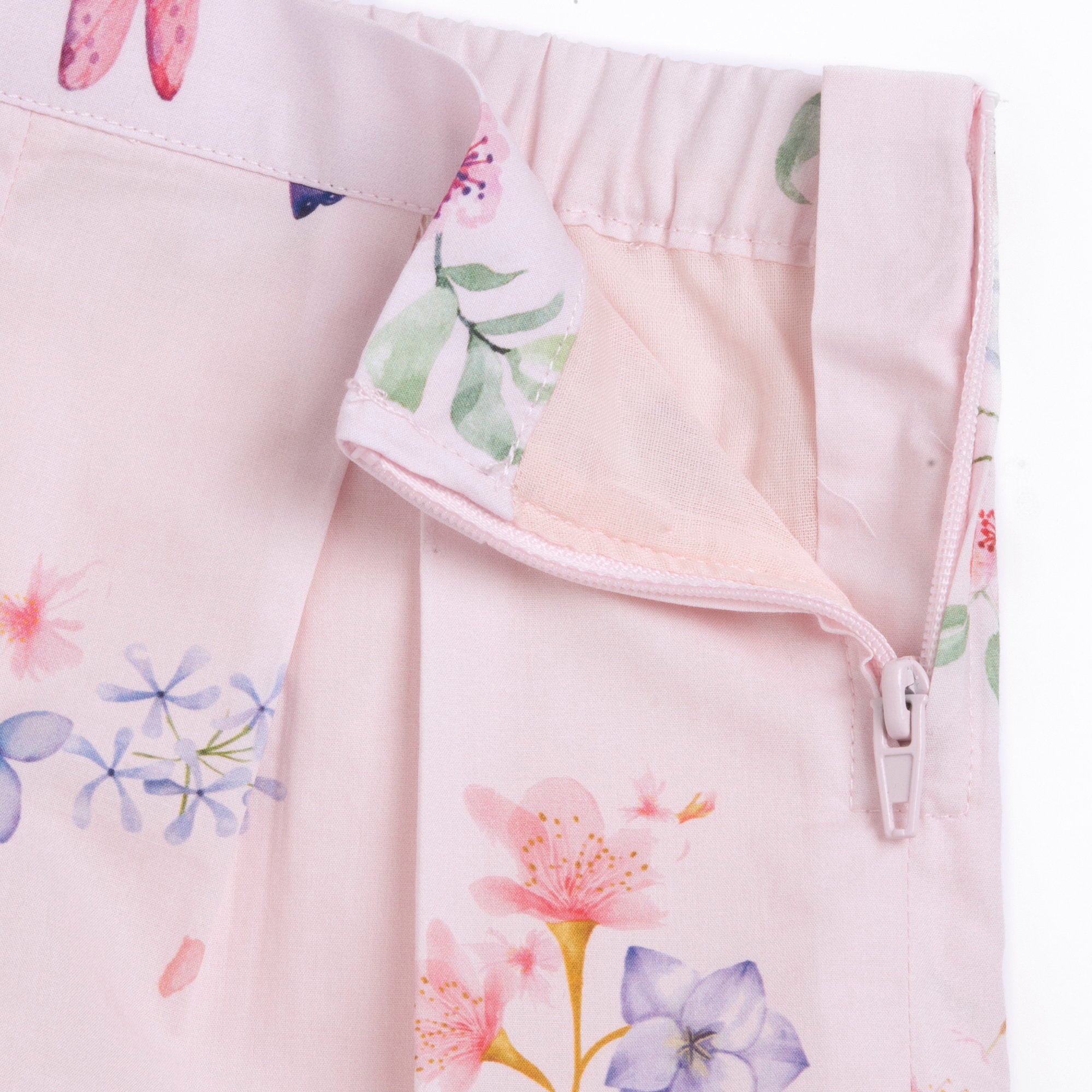 Light Pink Floral Cotton Shorts for Girls with Soft Inner Lining