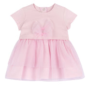 Light Pink Embellished Cotton Stretch Dress for Girls with Easy A-Line Fit