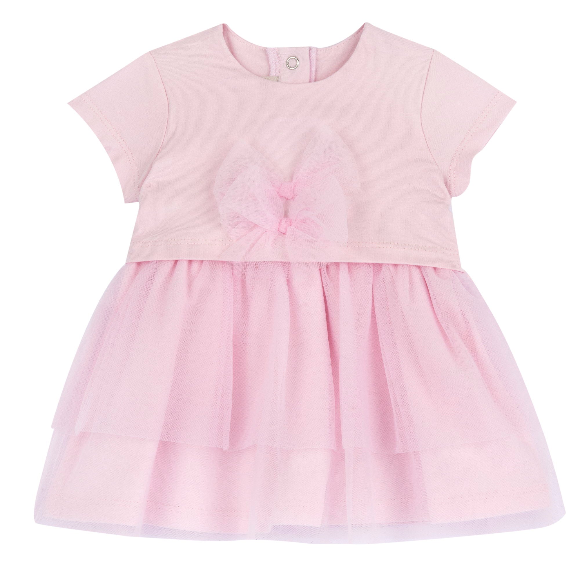 Light Pink Embellished Cotton Stretch Dress for Girls with Easy A-Line Fit