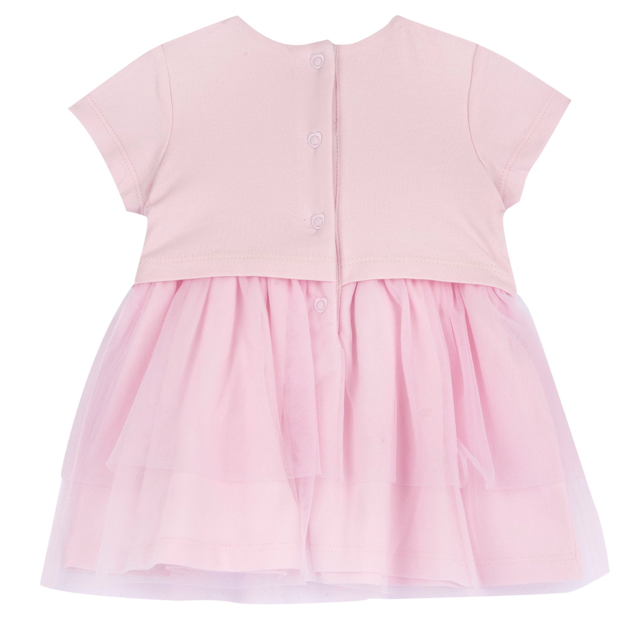 Light Pink Embellished Cotton Stretch Dress for Girls with Easy A-Line Fit