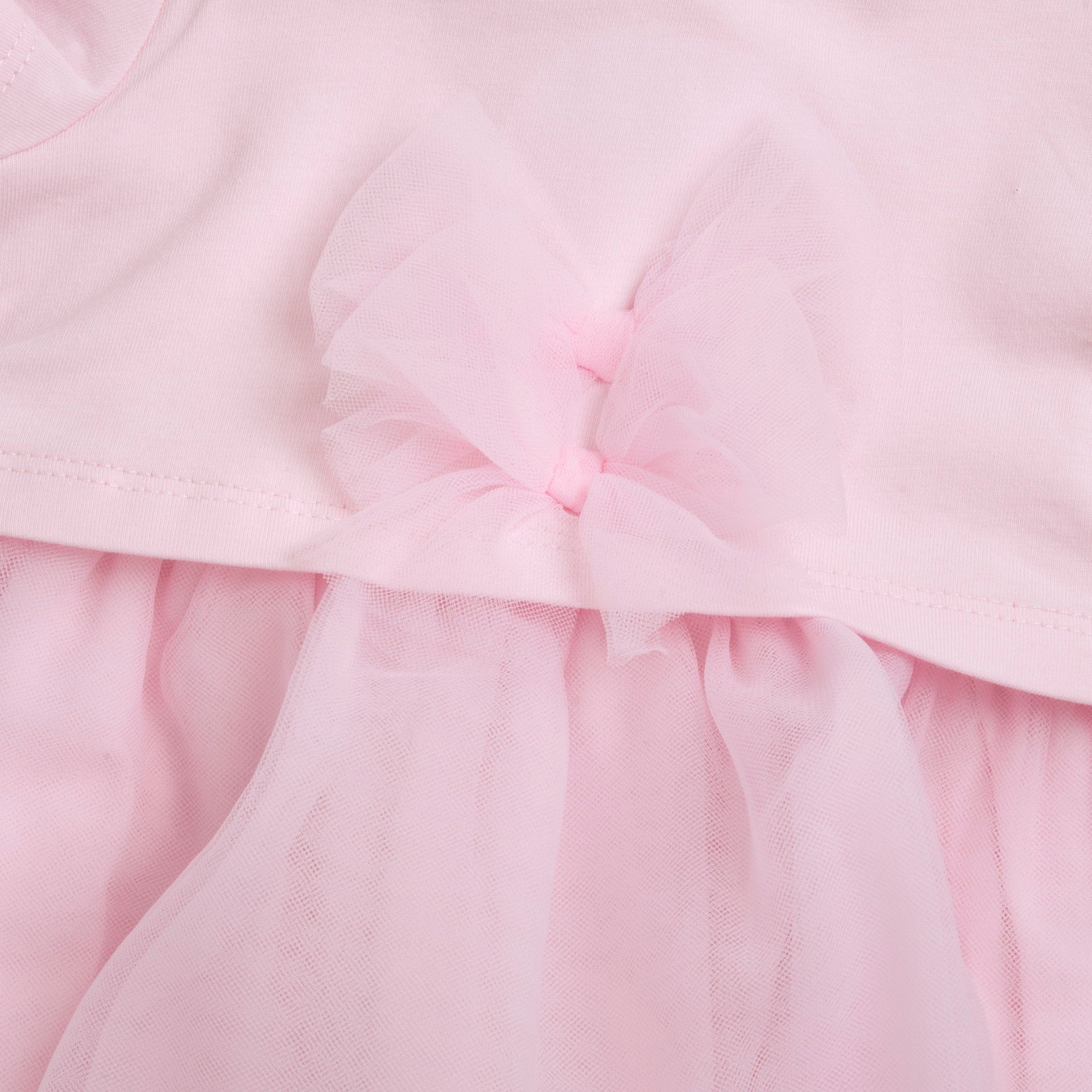 Light Pink Embellished Cotton Stretch Dress for Girls with Easy A-Line Fit