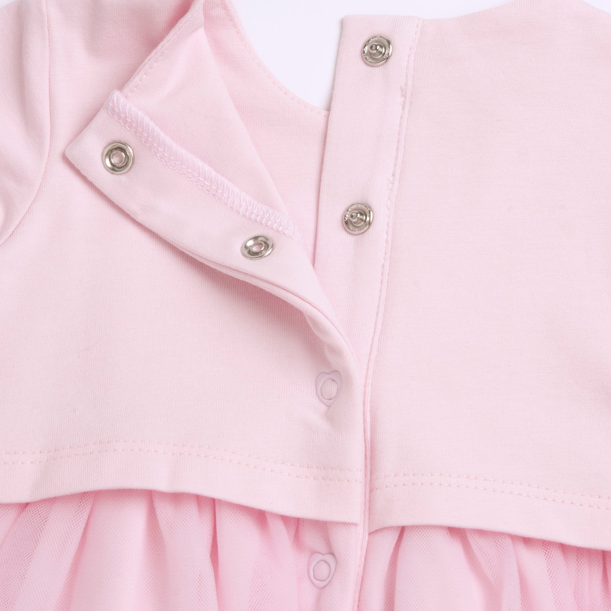 Light Pink Embellished Cotton Stretch Dress for Girls with Easy A-Line Fit