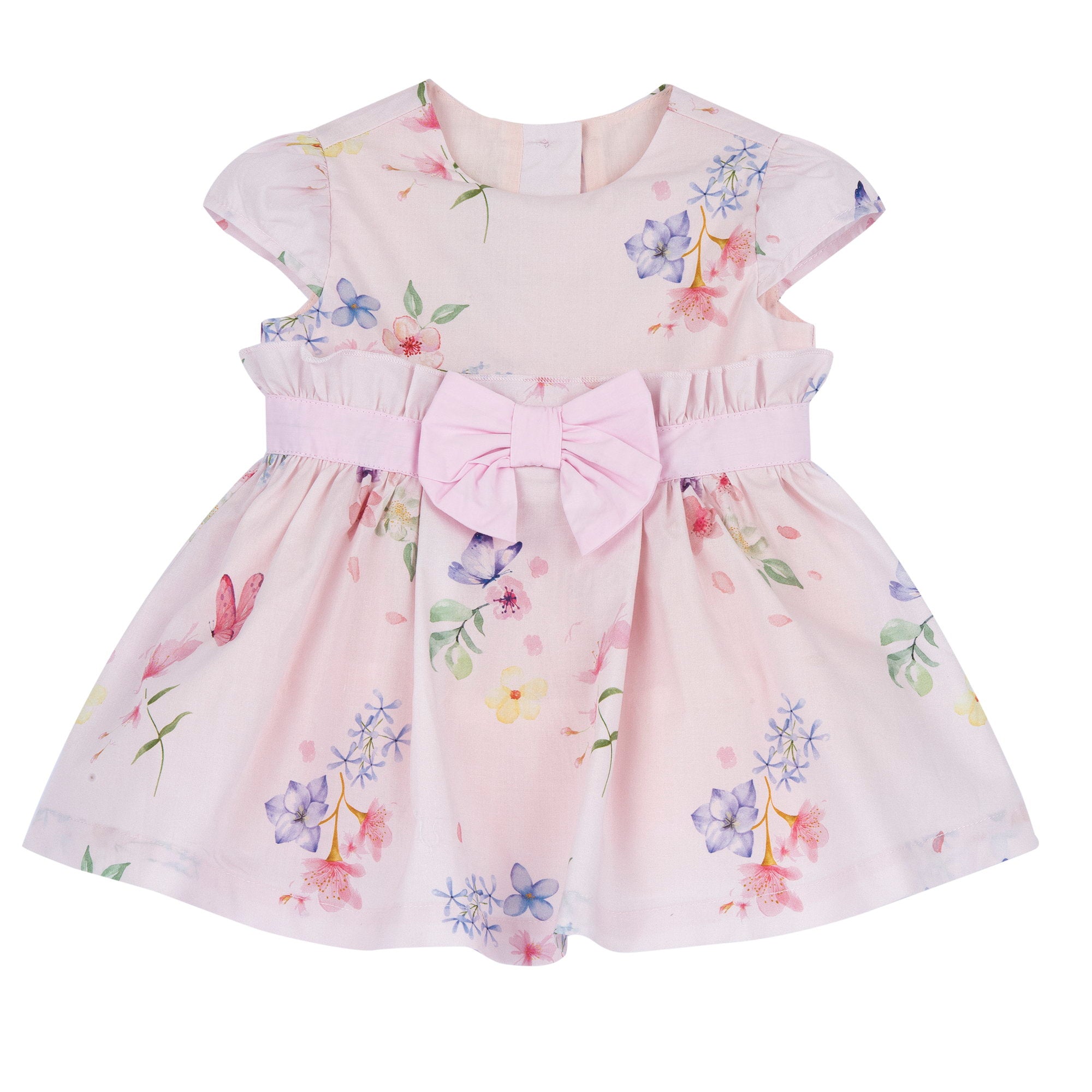Light Pink Floral Cotton A-Line Dress with Soft Inner Lining for Girls