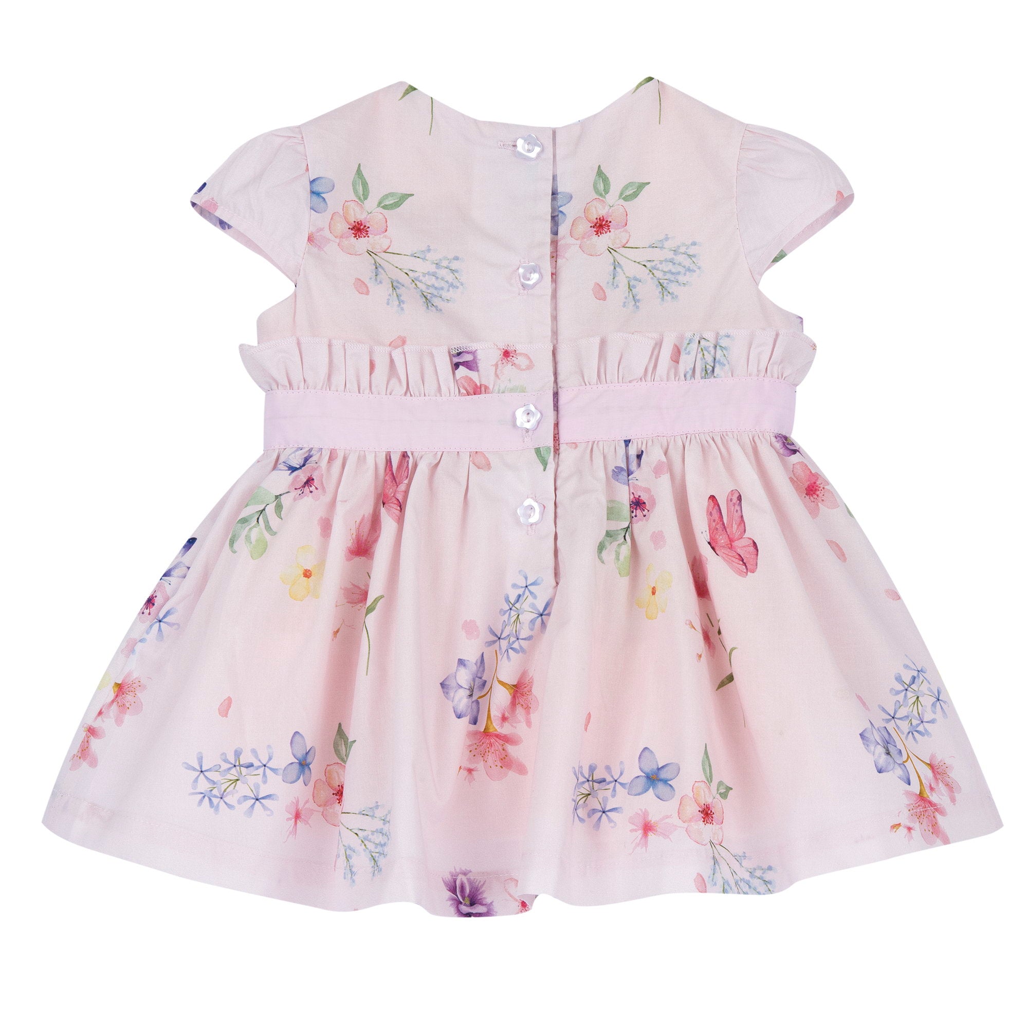 Light Pink Floral Cotton A-Line Dress with Soft Inner Lining for Girls