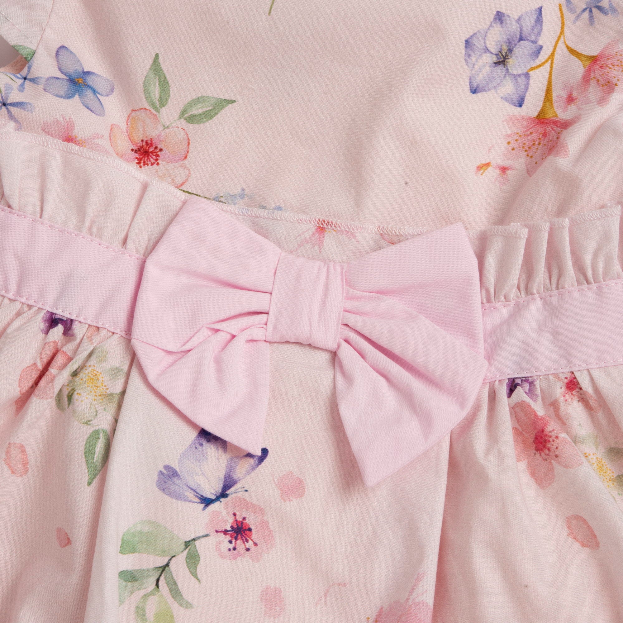 Light Pink Floral Cotton A-Line Dress with Soft Inner Lining for Girls