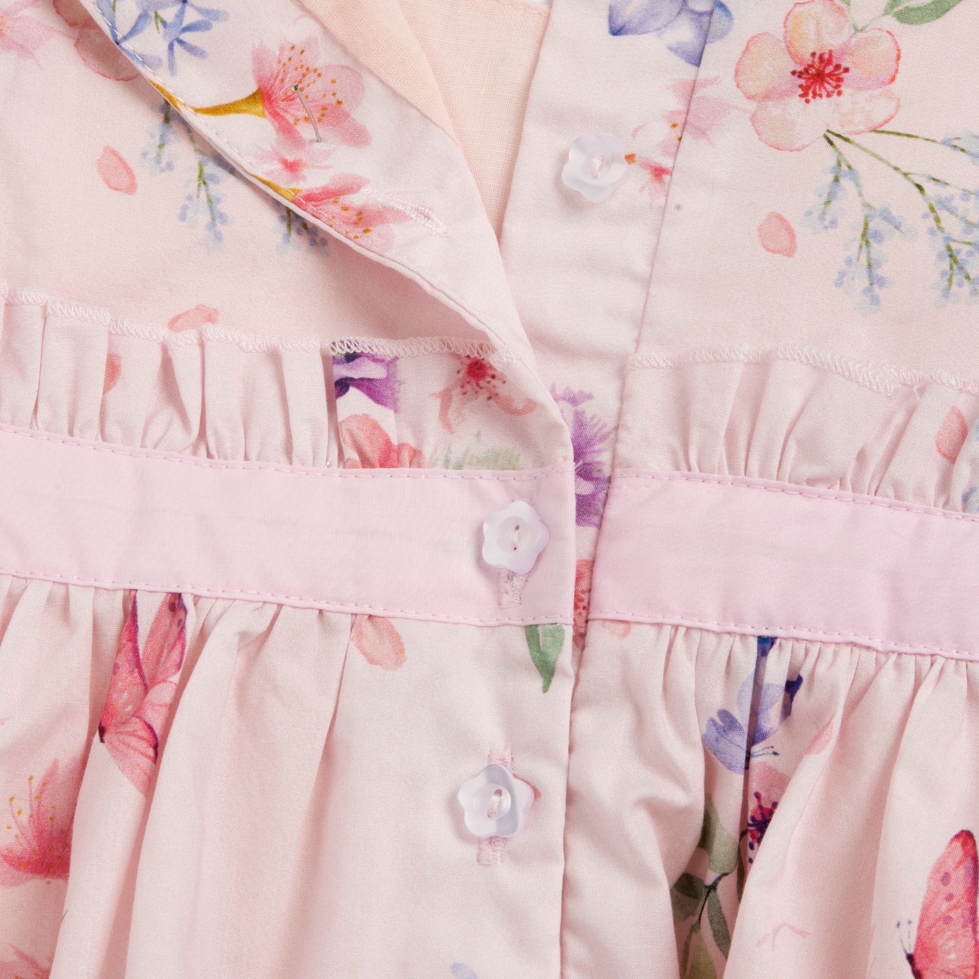 Light Pink Floral Cotton A-Line Dress with Soft Inner Lining for Girls