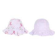Two-Way Floral Cotton Stretch Hat for Girls in Light Pink