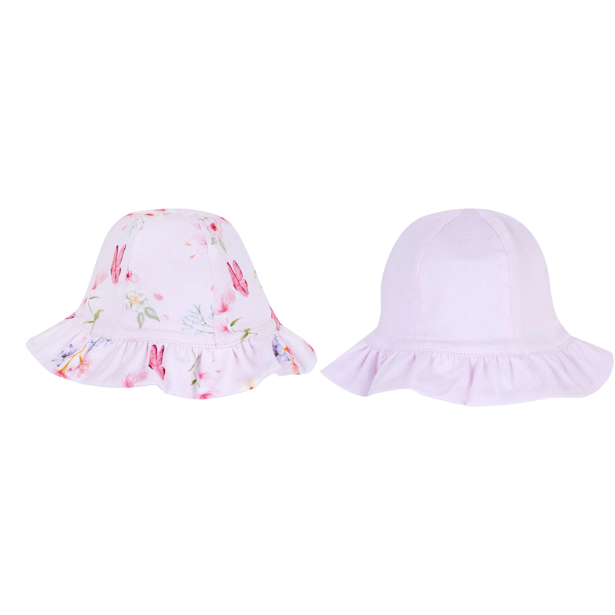 Two-Way Floral Cotton Stretch Hat for Girls in Light Pink
