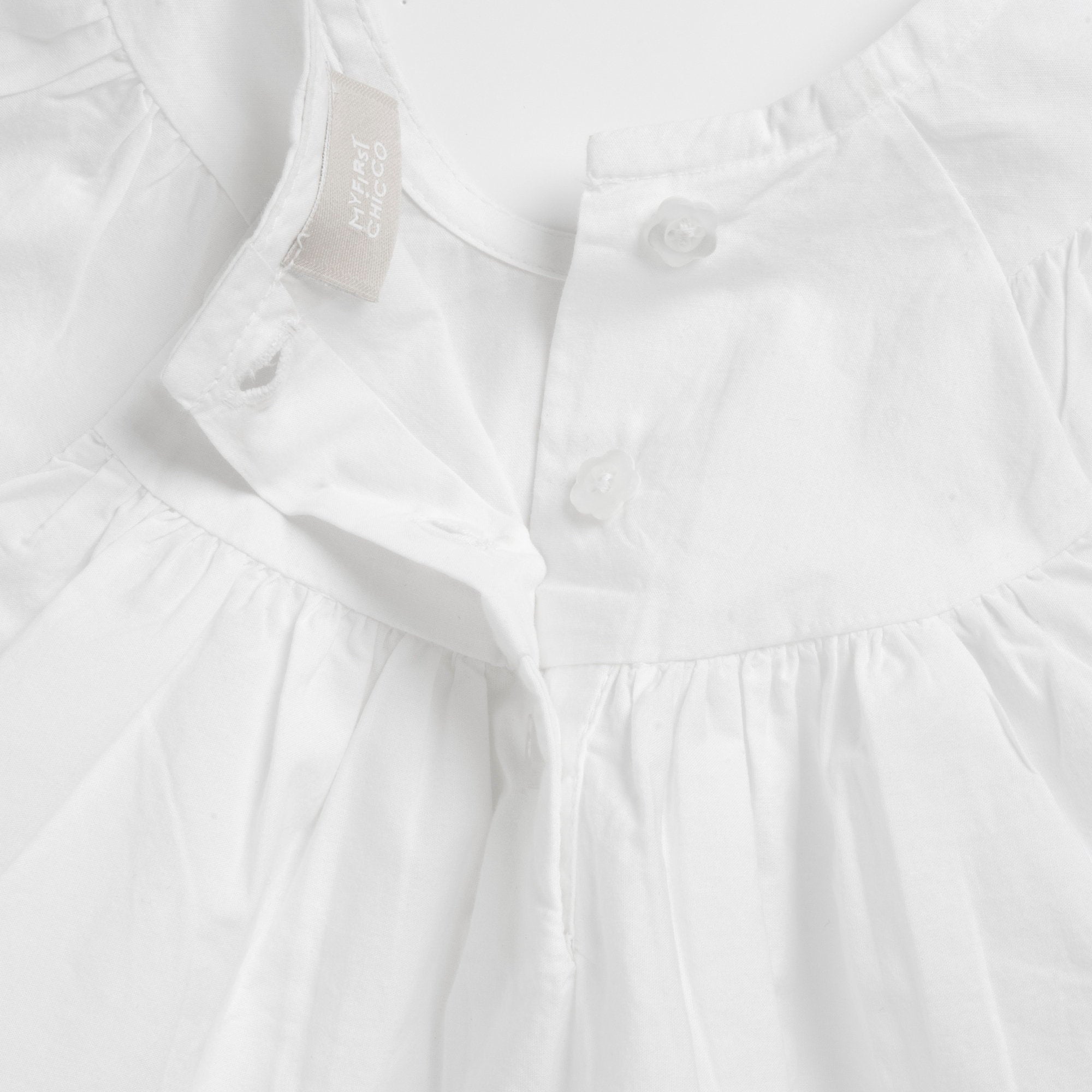 Embroidered Cotton Summer Top for Girls in White & Light Blue
