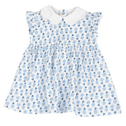Floral A-Line Cotton Blend Dress for Girls with Peter Pan Collar