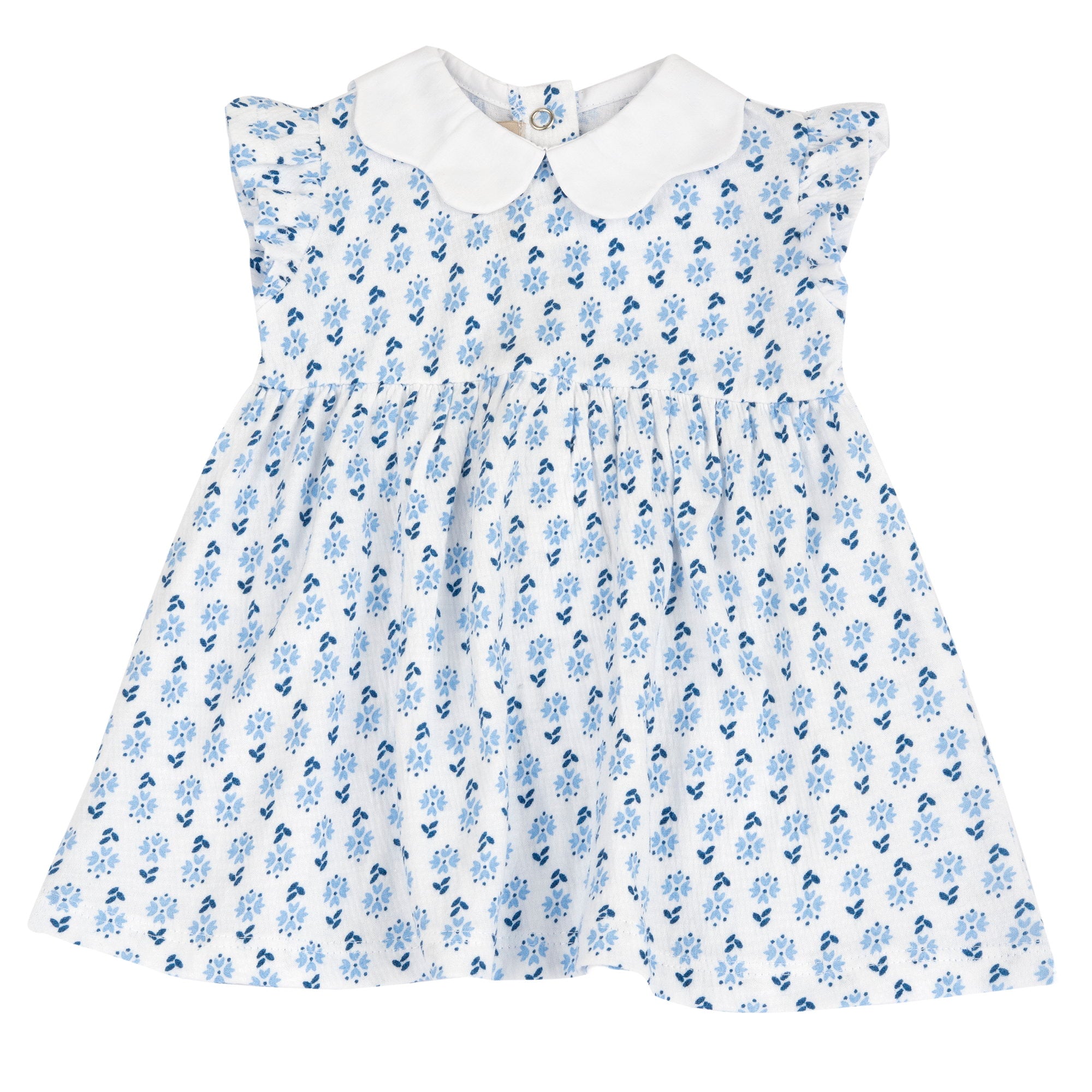 Floral A-Line Cotton Blend Dress for Girls with Peter Pan Collar