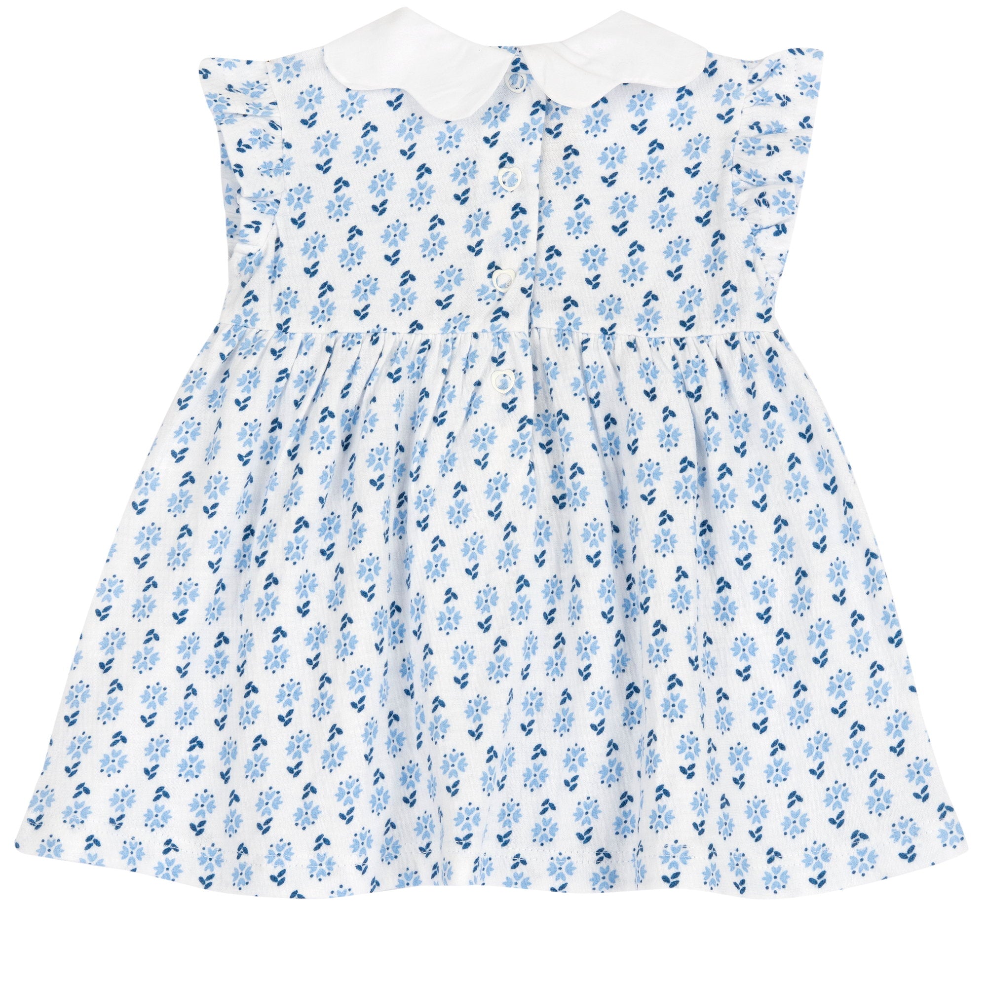 Floral A-Line Cotton Blend Dress for Girls with Peter Pan Collar