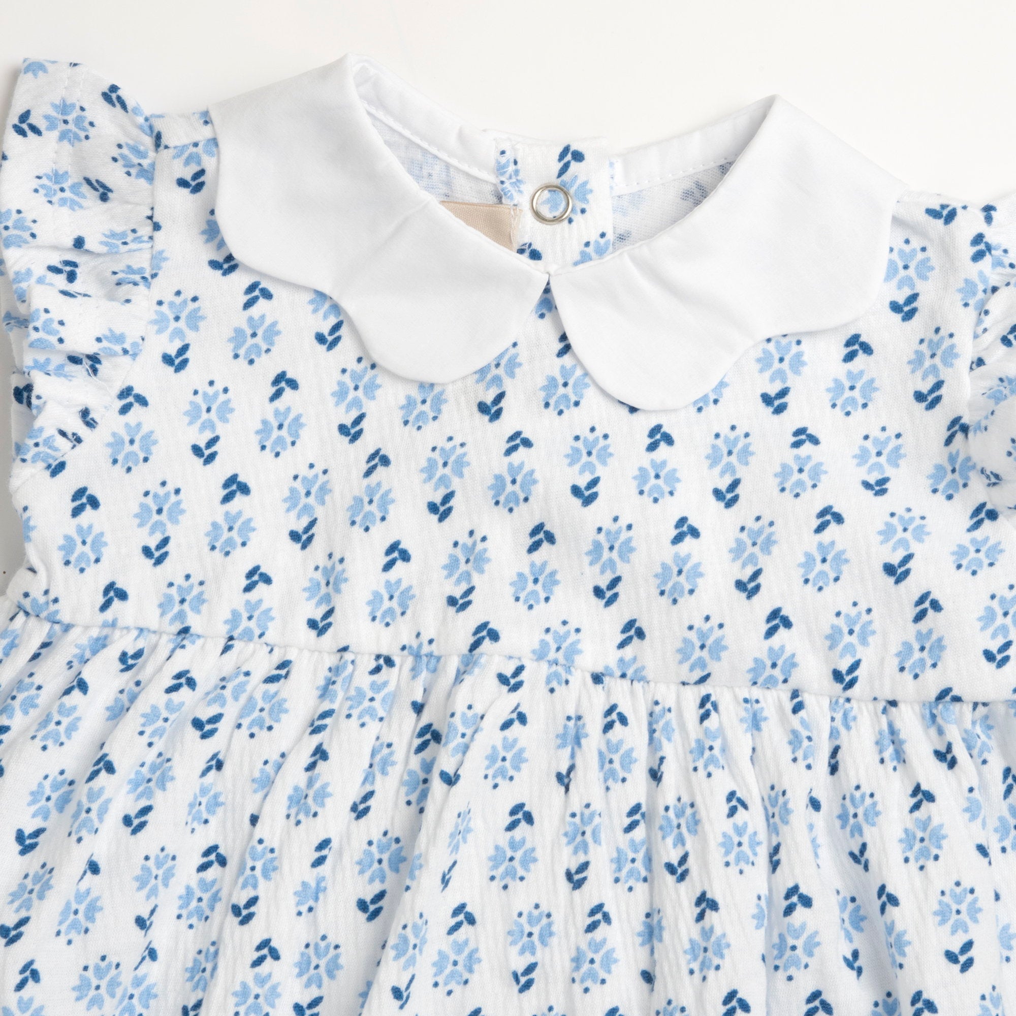 Floral A-Line Cotton Blend Dress for Girls with Peter Pan Collar