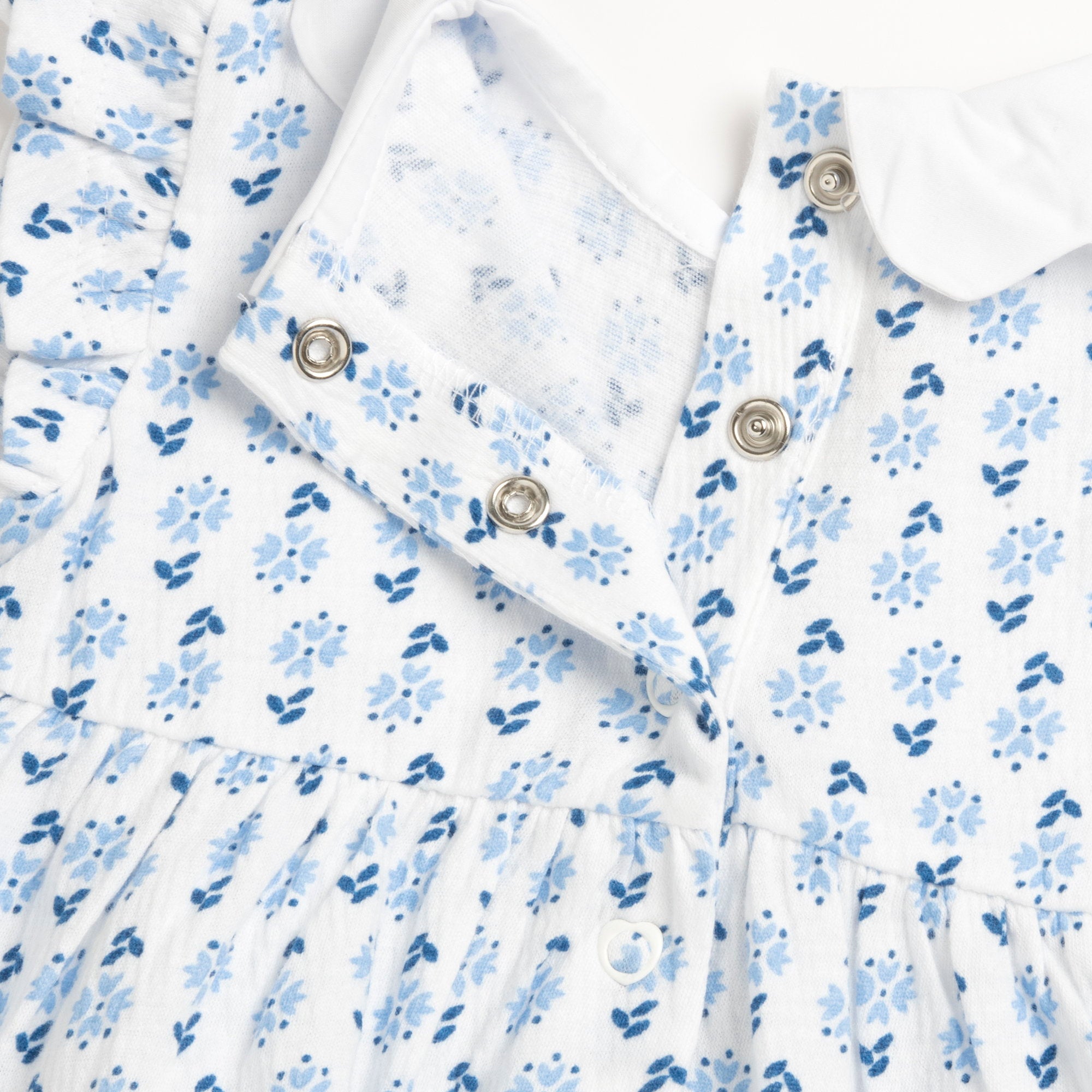 Floral A-Line Cotton Blend Dress for Girls with Peter Pan Collar