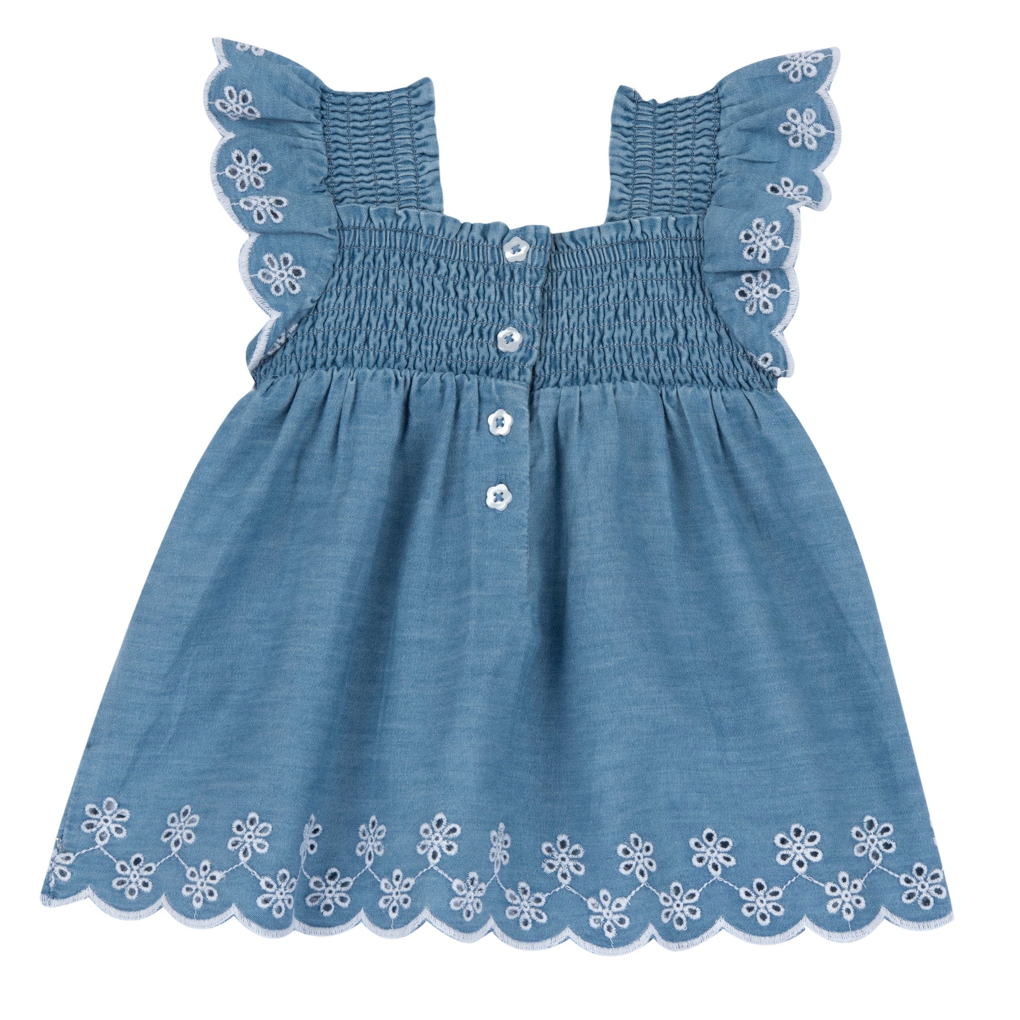 Easy Cotton A-Line Dress for Girls in Medium Light Blue