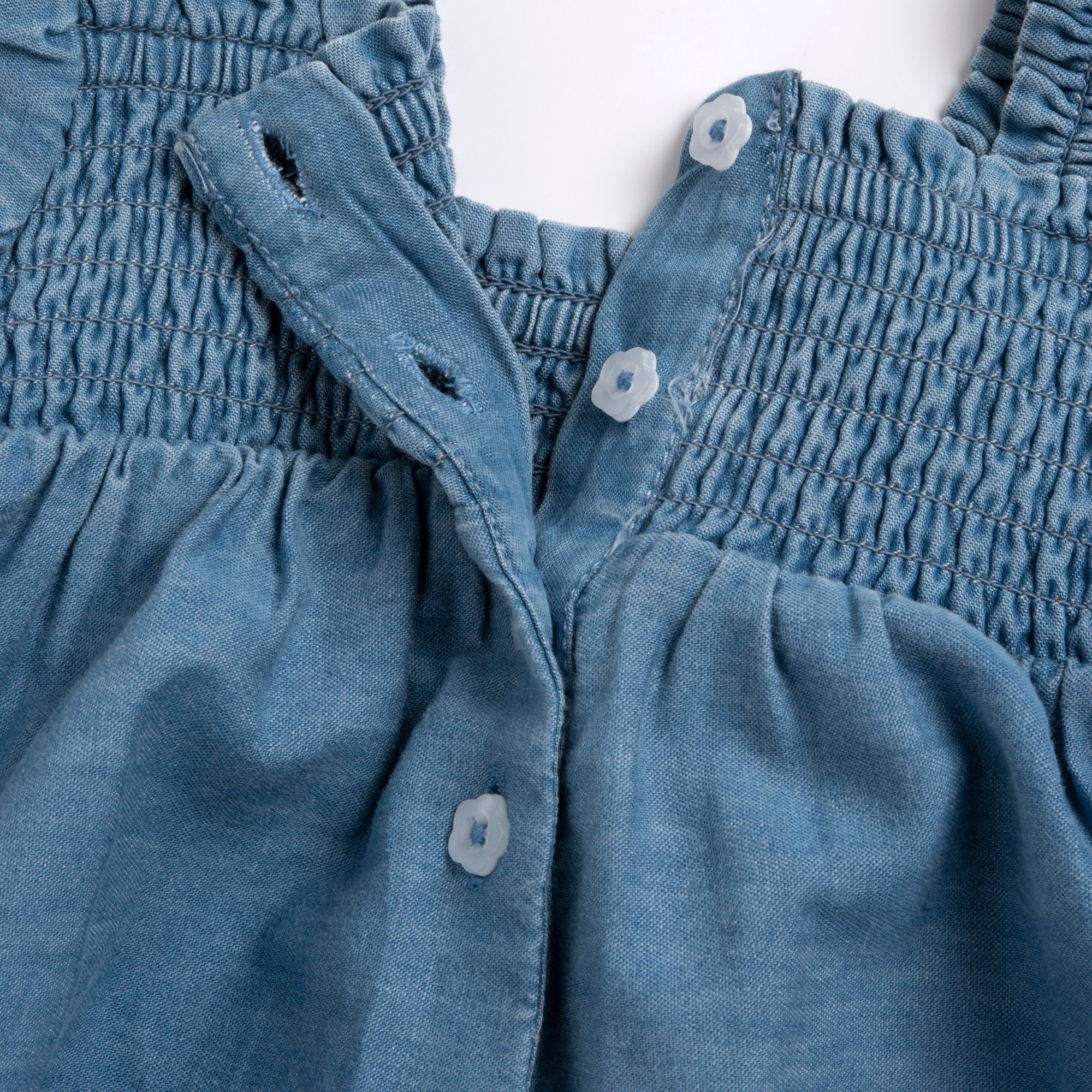 Easy Cotton A-Line Dress for Girls in Medium Light Blue