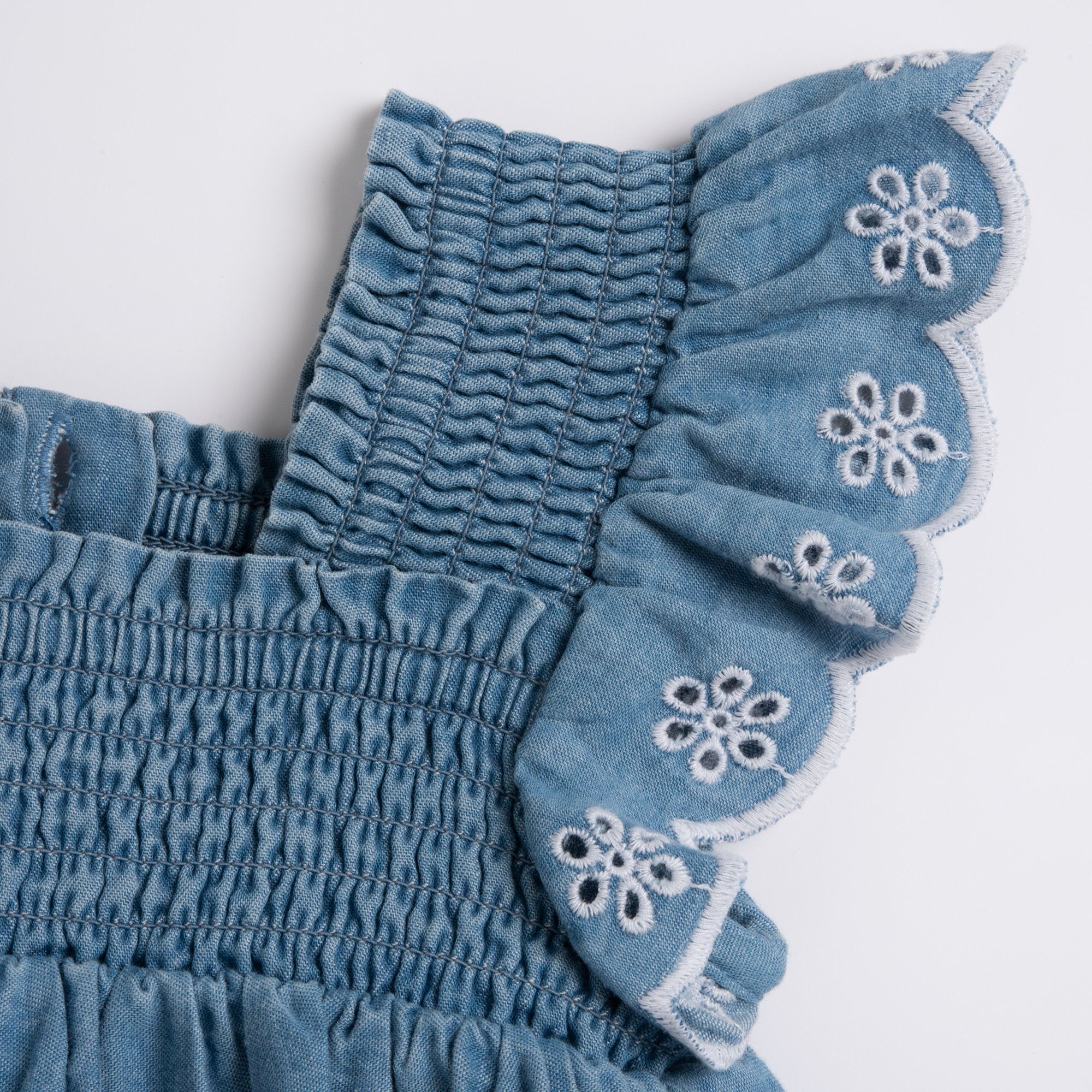 Easy Cotton A-Line Dress for Girls in Medium Light Blue